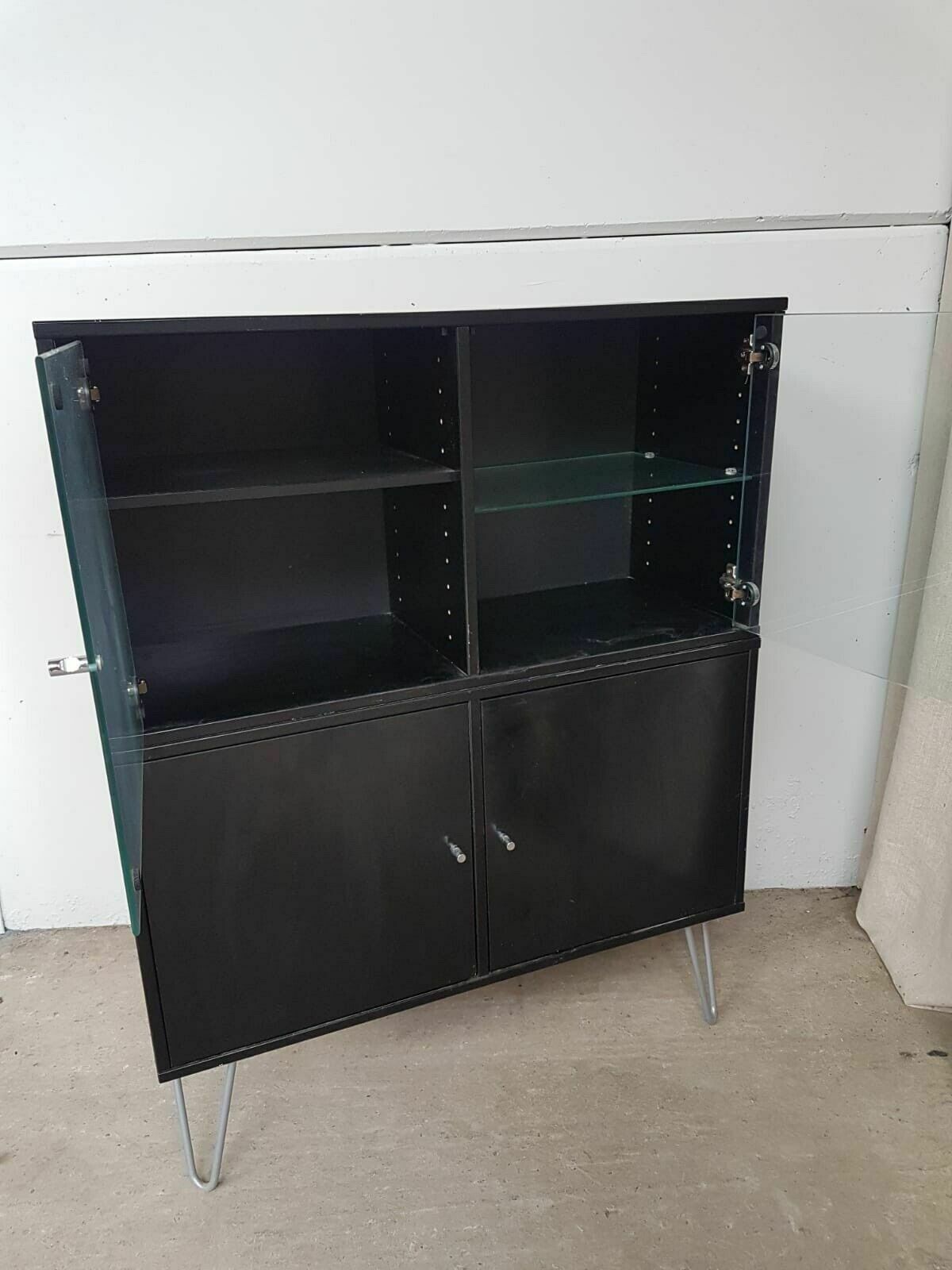 Vtg Late Mid Century Danish Denka Cabinet Set 2 Wall Storage Media Unit photo Furniture