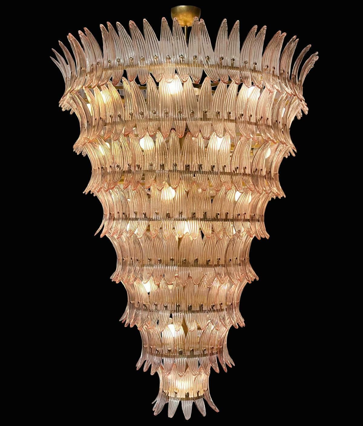 Giant Royal Pink Palmette Chandelier, Murano photo Lighting