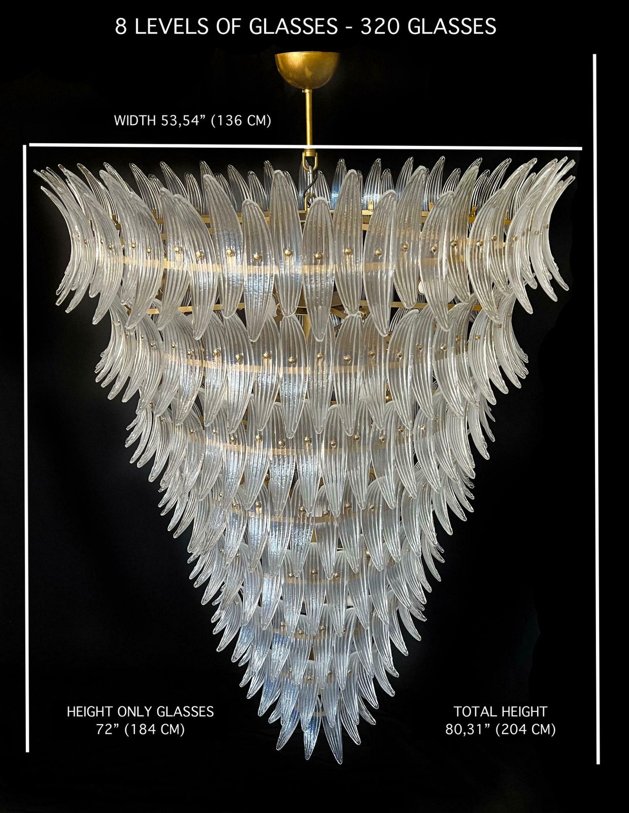 photo vintage Giant Royal Pink Palmette Chandelier, Murano