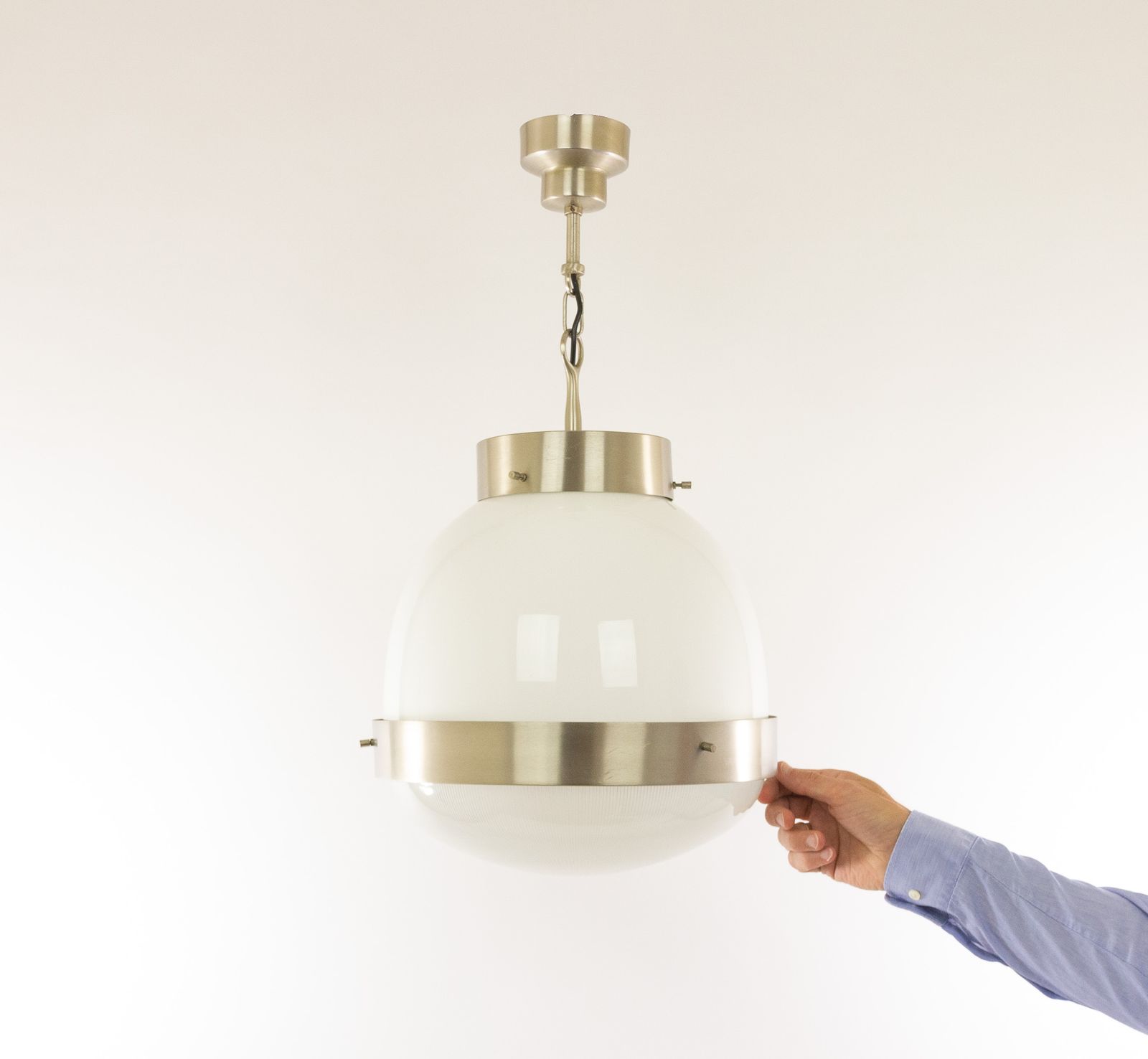 Delta Glass And Nickel Pendant By Sergio Mazza For Artemide, 1960s photo buy