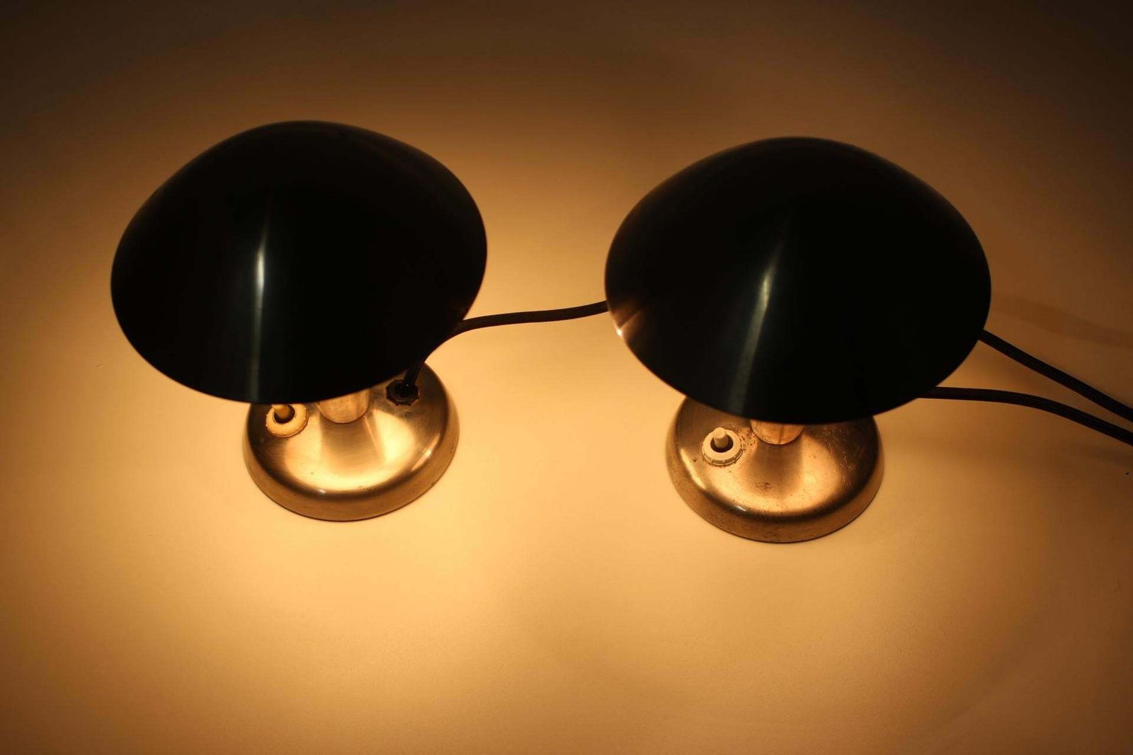 1930s Pair Of Chrome Plated Bauhaus Lamps,Czechoslovakia photo 728.0