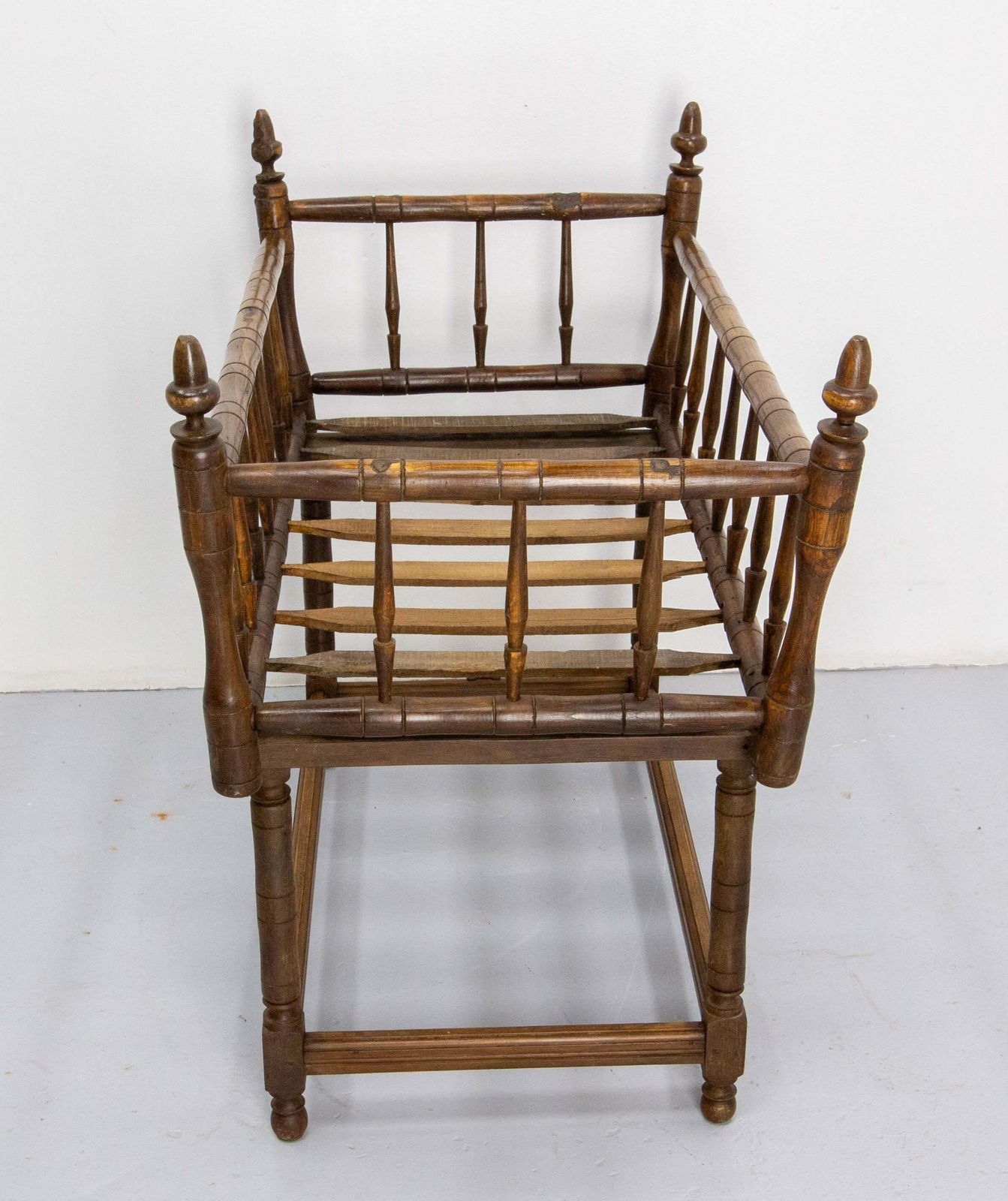 19th Century Toy Chest Or Coffer Carved Chestnut Ancient Baby Cradle, French photo Home Decor