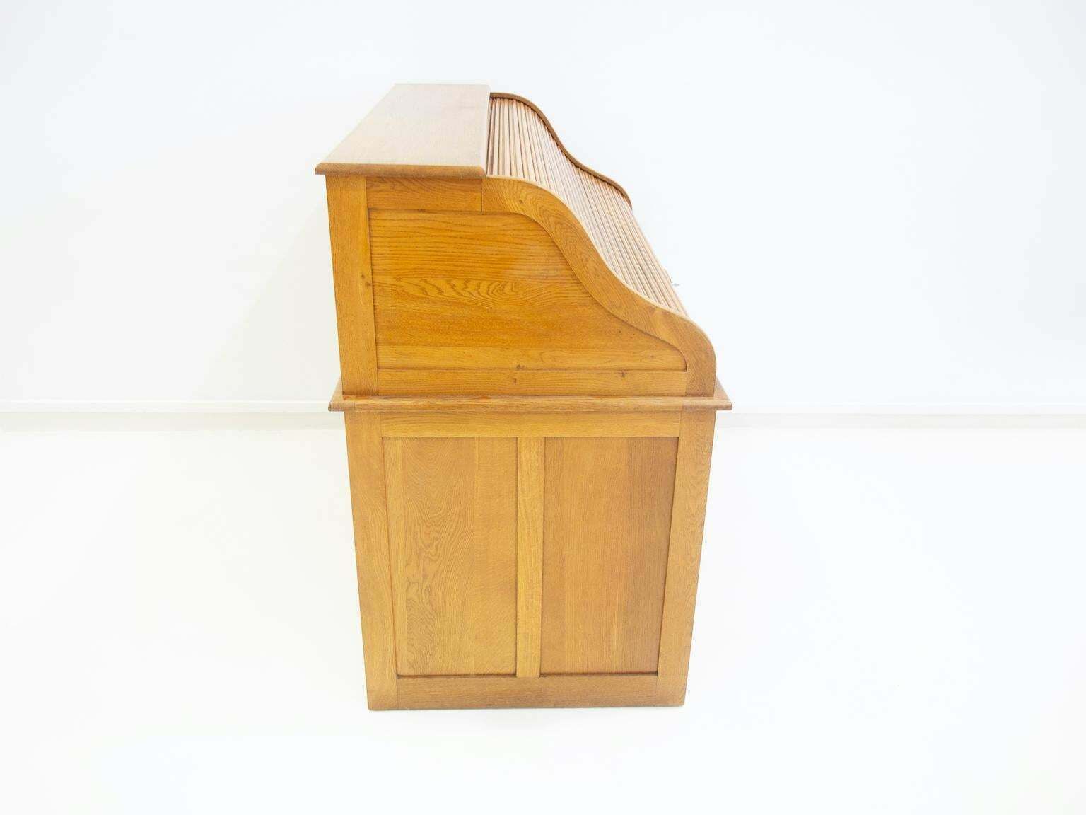 photo buy Oak Roll Top Secretary Desk With Drawers
