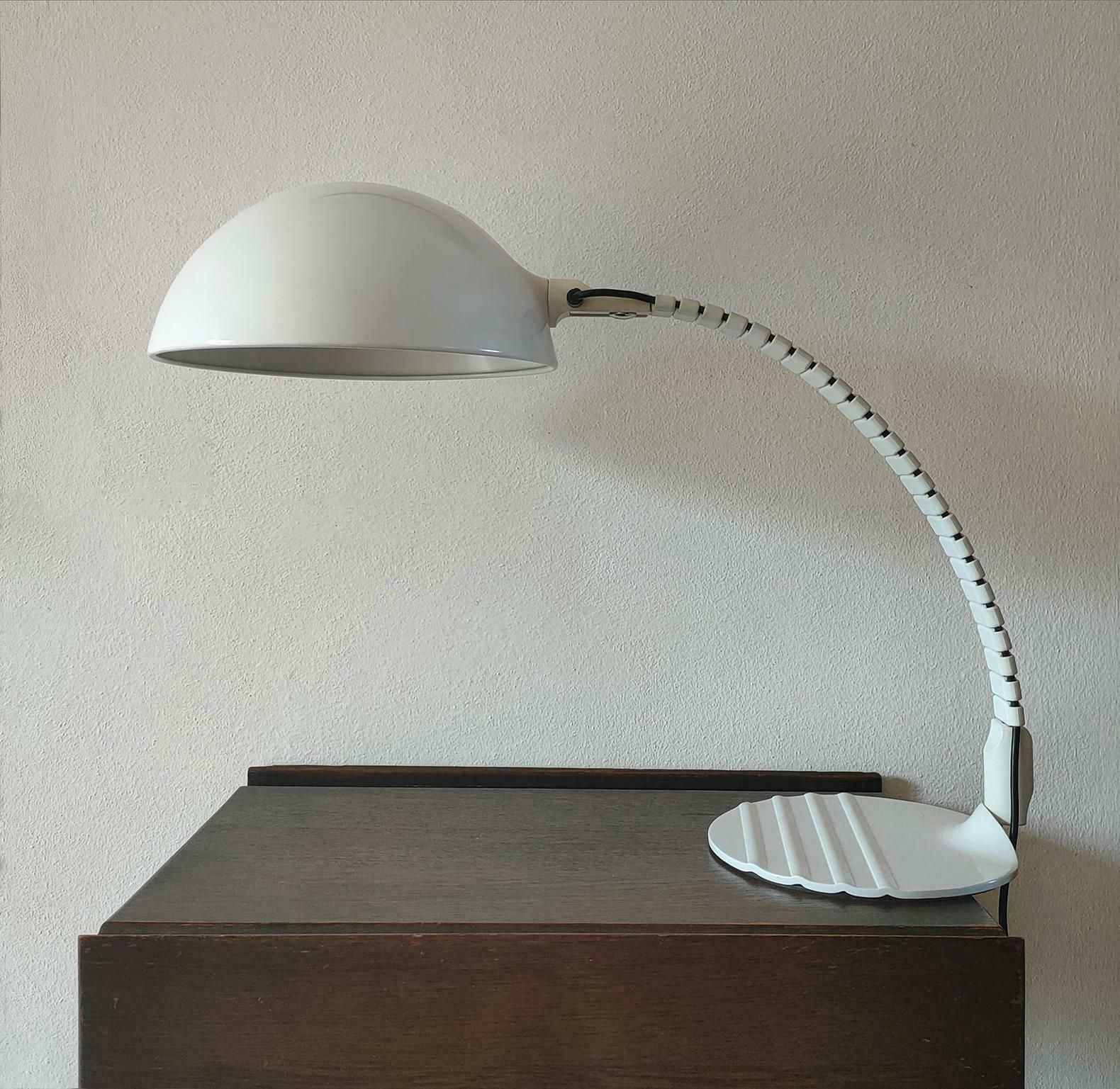 Flex Or 660 Table Lamp In White Metal And Resin By Martinelli Luce 1970s Italy photo furniture