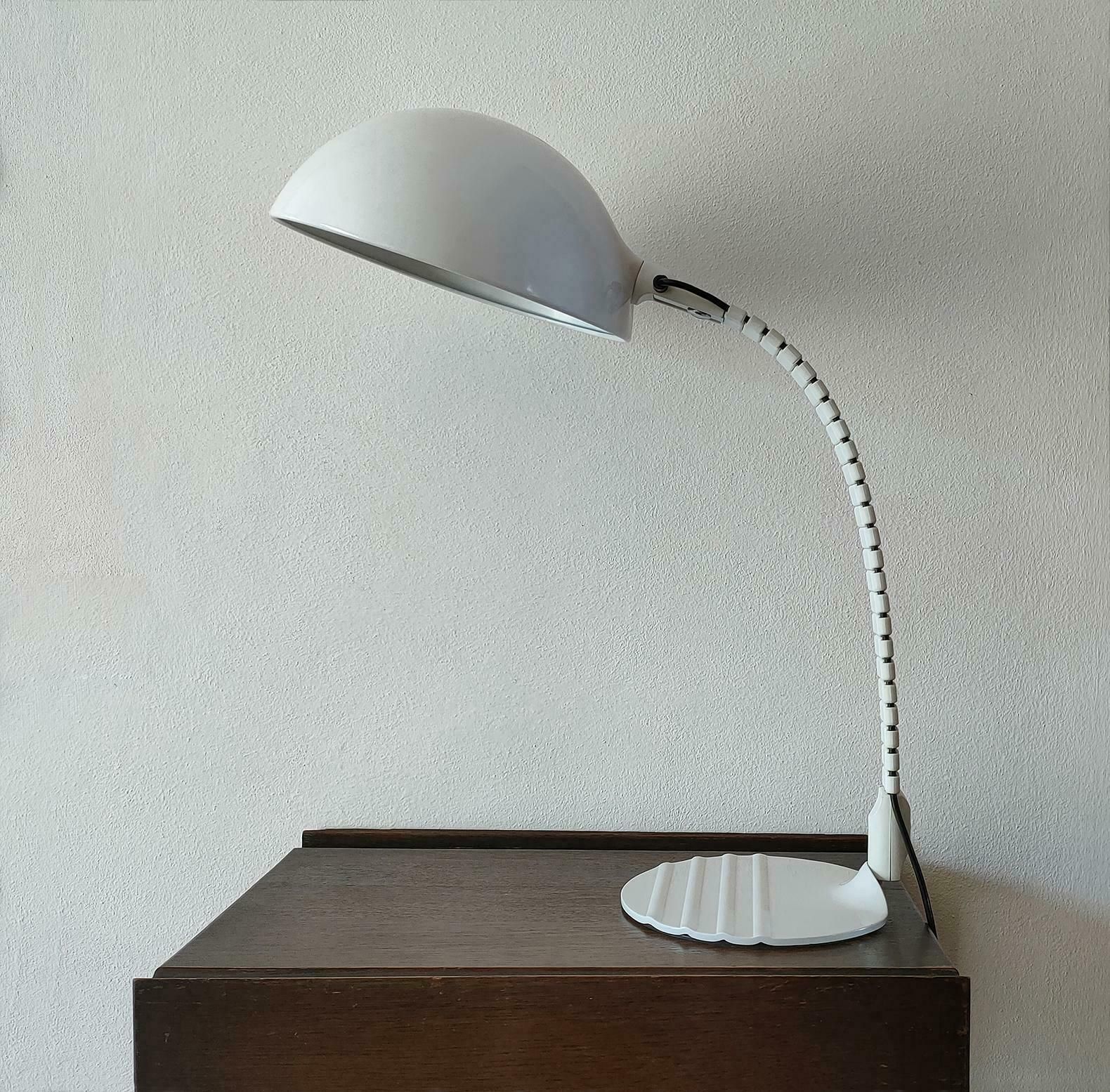 Flex Or 660 Table Lamp In White Metal And Resin By Martinelli Luce 1970s Italy photo for sale