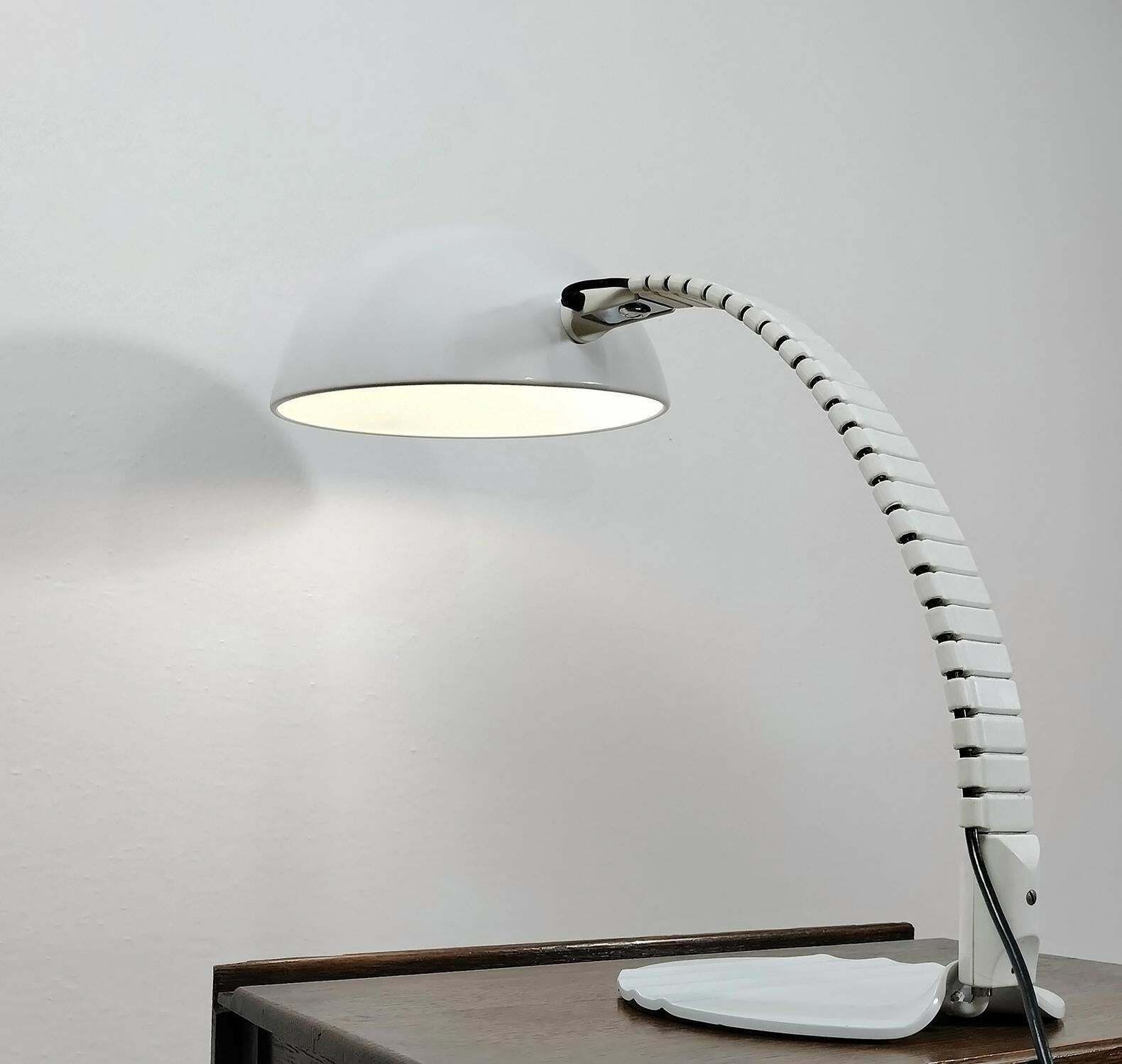 Flex Or 660 Table Lamp In White Metal And Resin By Martinelli Luce 1970s Italy photo buy