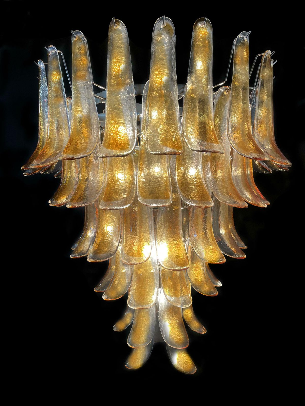 Italian Amber Petal Chandelier, Murano photo for sale