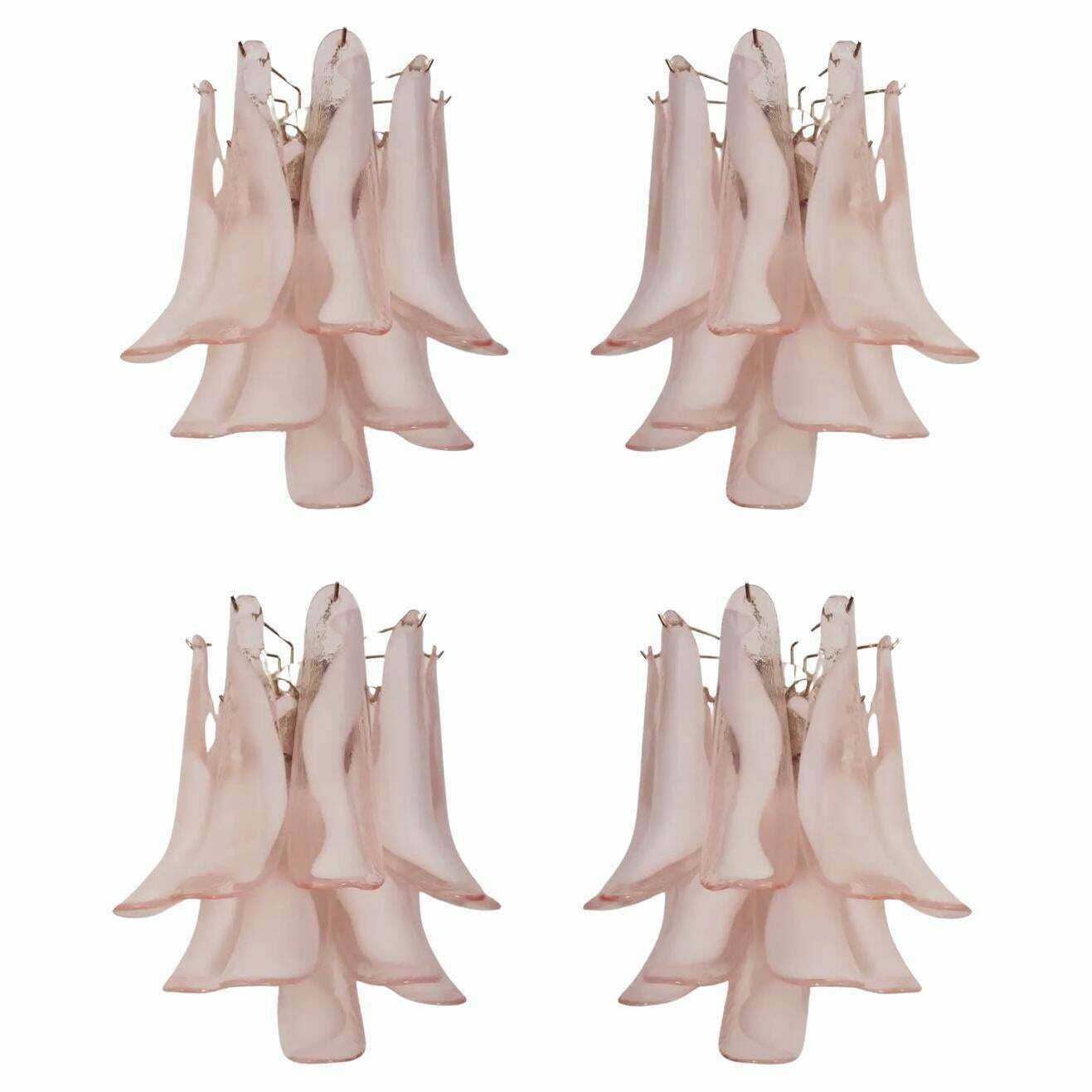 Set Four Of Italian Petal Murano Sconces, Mazzega Style