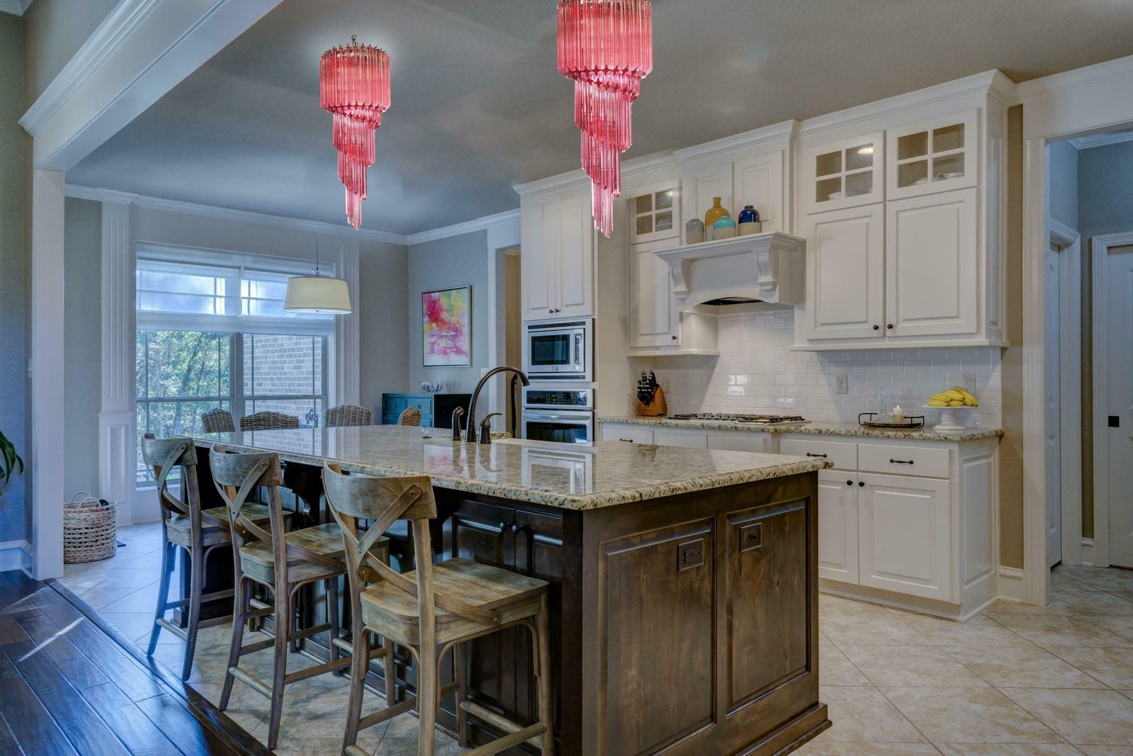 Murano Chandeliers Crystal Pink Prism, Murano photo furniture