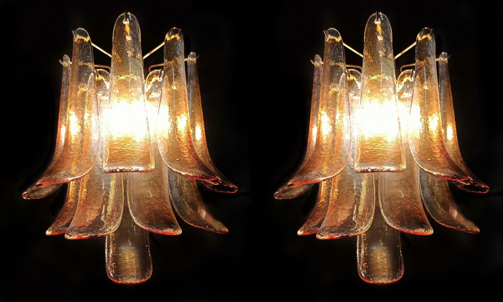 Midcentury Four Of Italian Amber Murano Sconces photo for sale