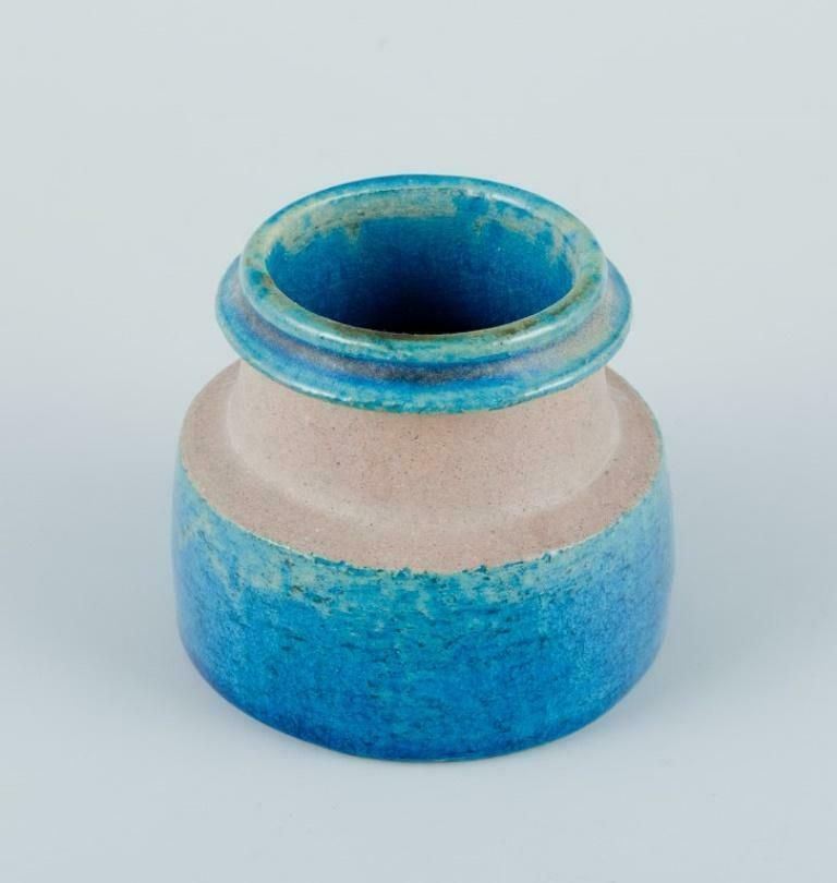 Nils Kähler For Kähler. Small Ceramic Bowl And Small Vase With Turquoise Glaze. photo 160.0
