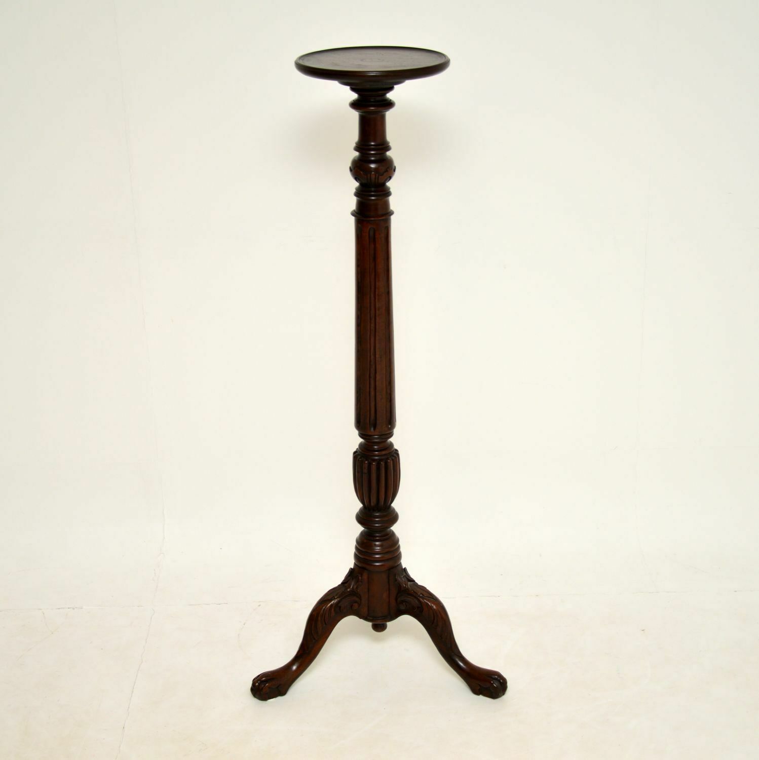 Antique Victorian Carved Mahogany Torchere / Plant Table photo furniture