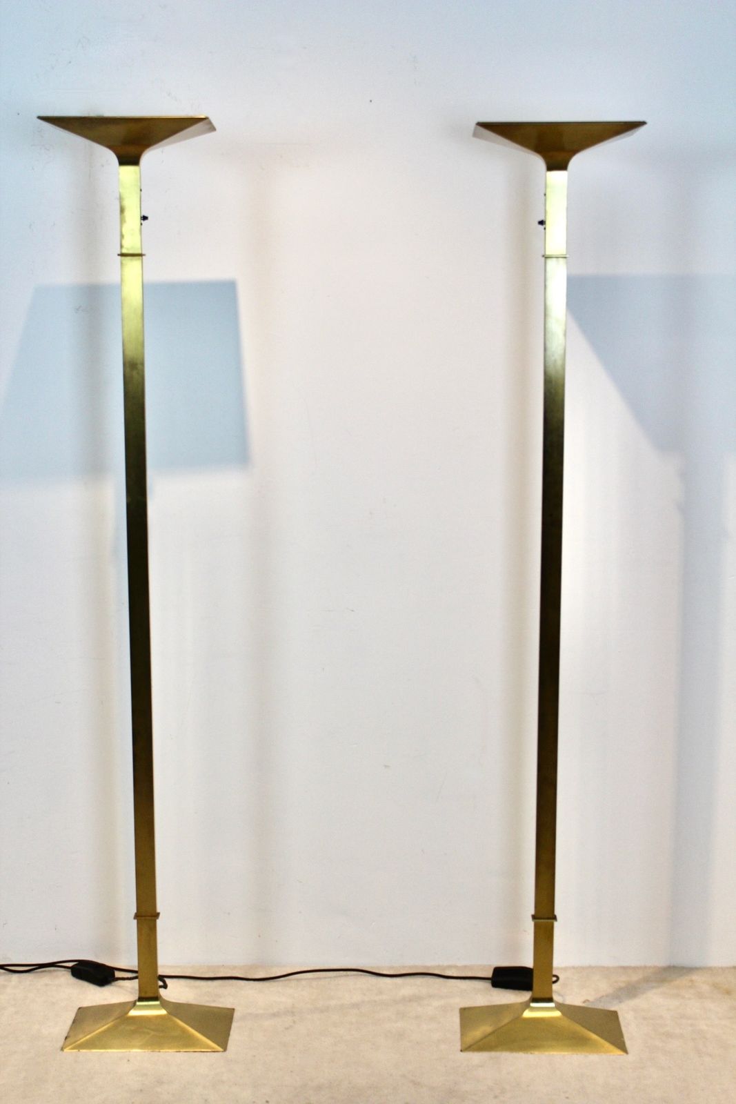 Lighting Brass Italian Uplighter Floor Lamp, Stock Of Two photo