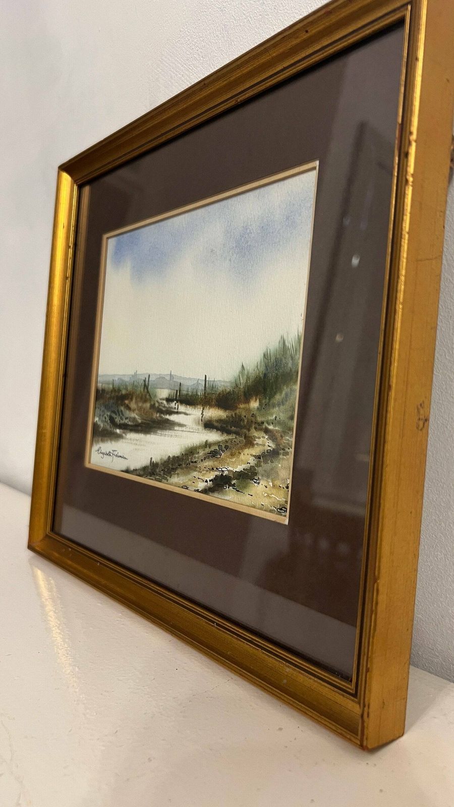Elizabeth Fishman   "Evening" Framed Watercolour Vintage Landscape Painting photo 79.0