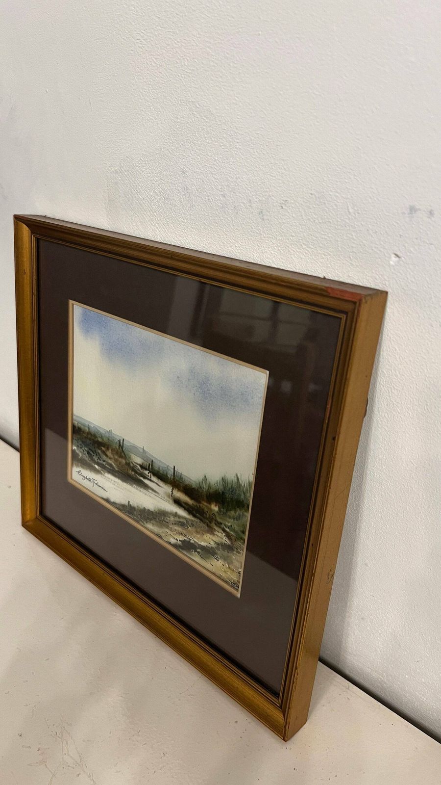 Elizabeth Fishman   "Evening" Framed Watercolour Vintage Landscape Painting photo vinterior