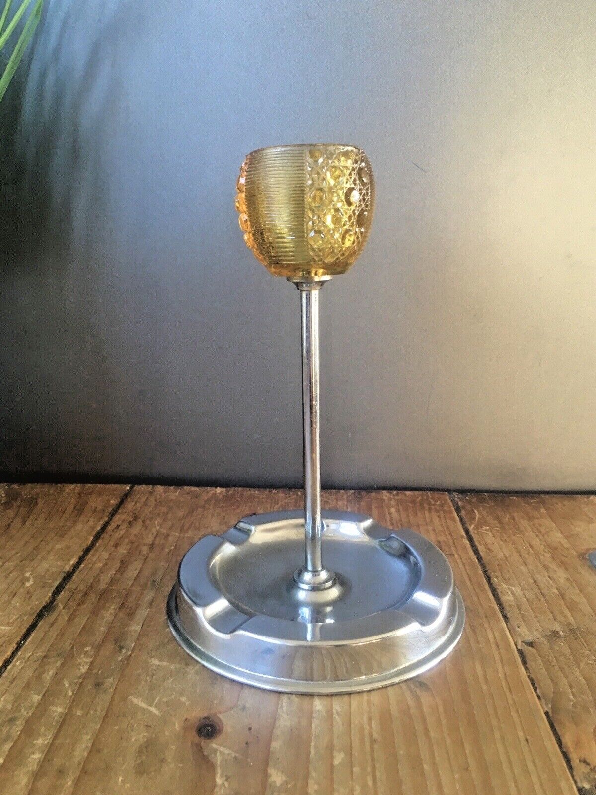 Art Deco Chrome Match Striker Table Desk Ashtray James May Farnel Davidson Glass photo vintage