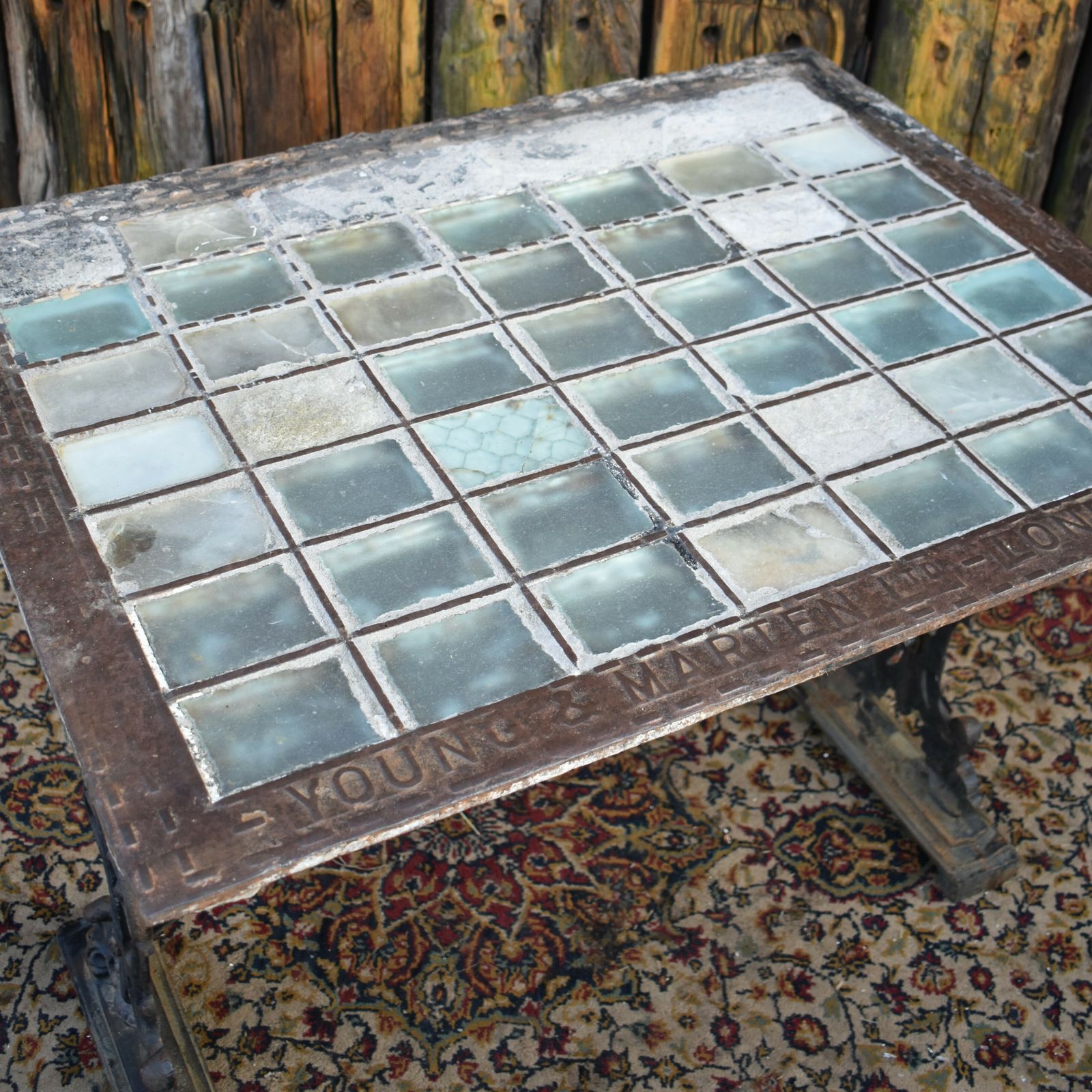 Antique Victorian Young & Marten Salvaged Pavement Light Well Cast Iron Table photo vinterior