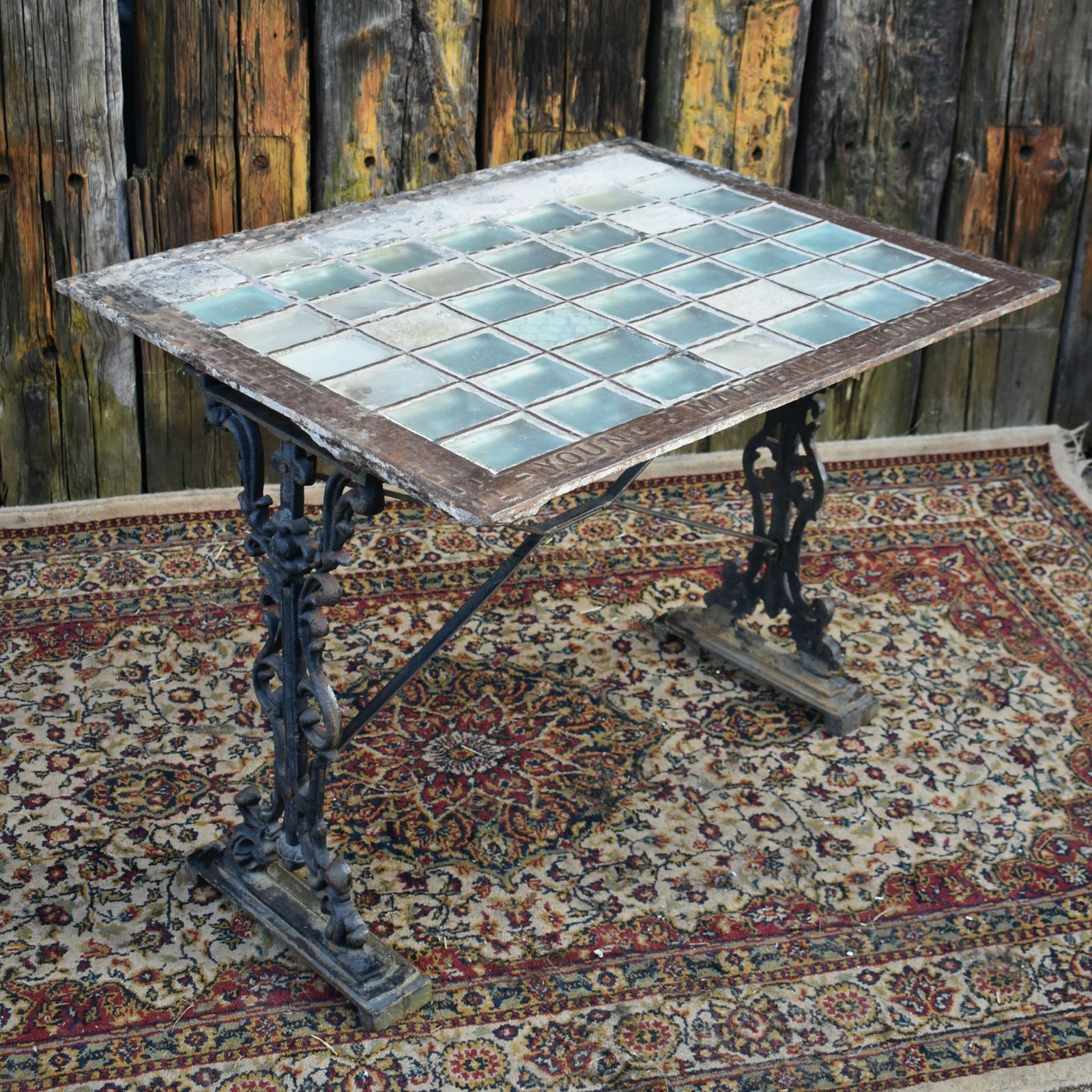 Antique Victorian Young & Marten Salvaged Pavement Light Well Cast Iron Table photo buy
