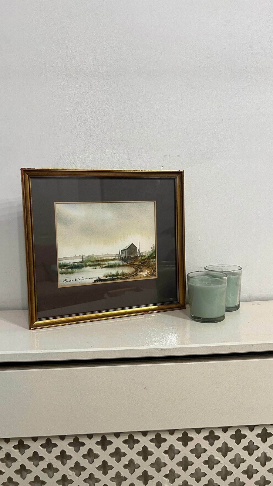 Elizabeth Fishman   "Marshes" Framed Watercolour Vintage Landscape Painting