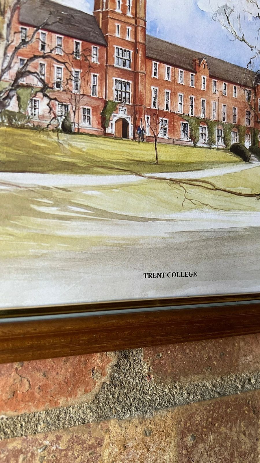 Framed Trent College (Nottingham, Uk) Genuine Vintage Print Of A Signed Watercolour Painting photo for sale