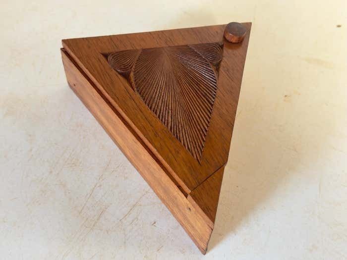 Decorative And Jewelry Box In Wood With Geometrical Pattern France 1970 photo Home Decor