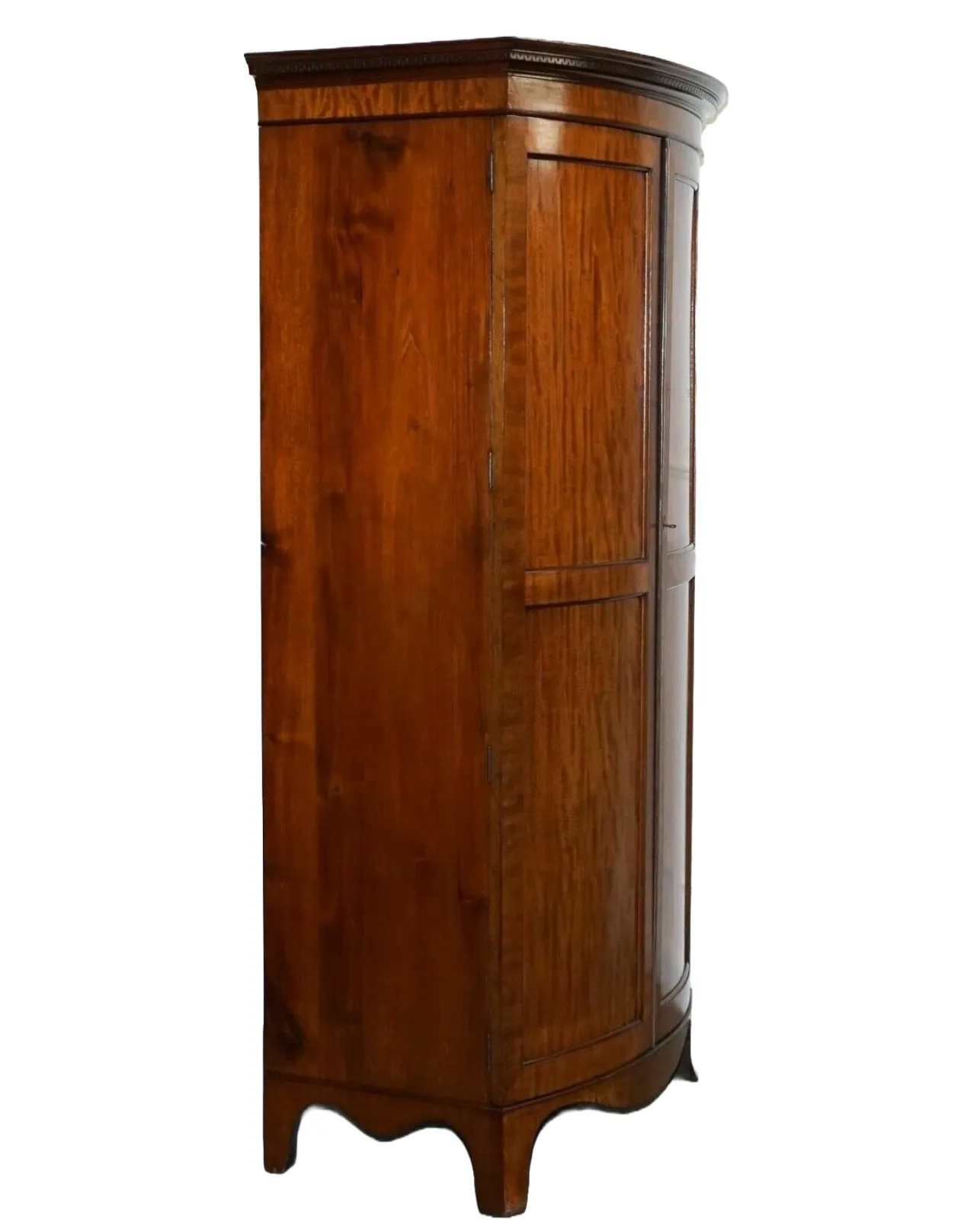 Edwardian 1900s Bow Fronted Wardrobe With Brass Lining photo Furniture