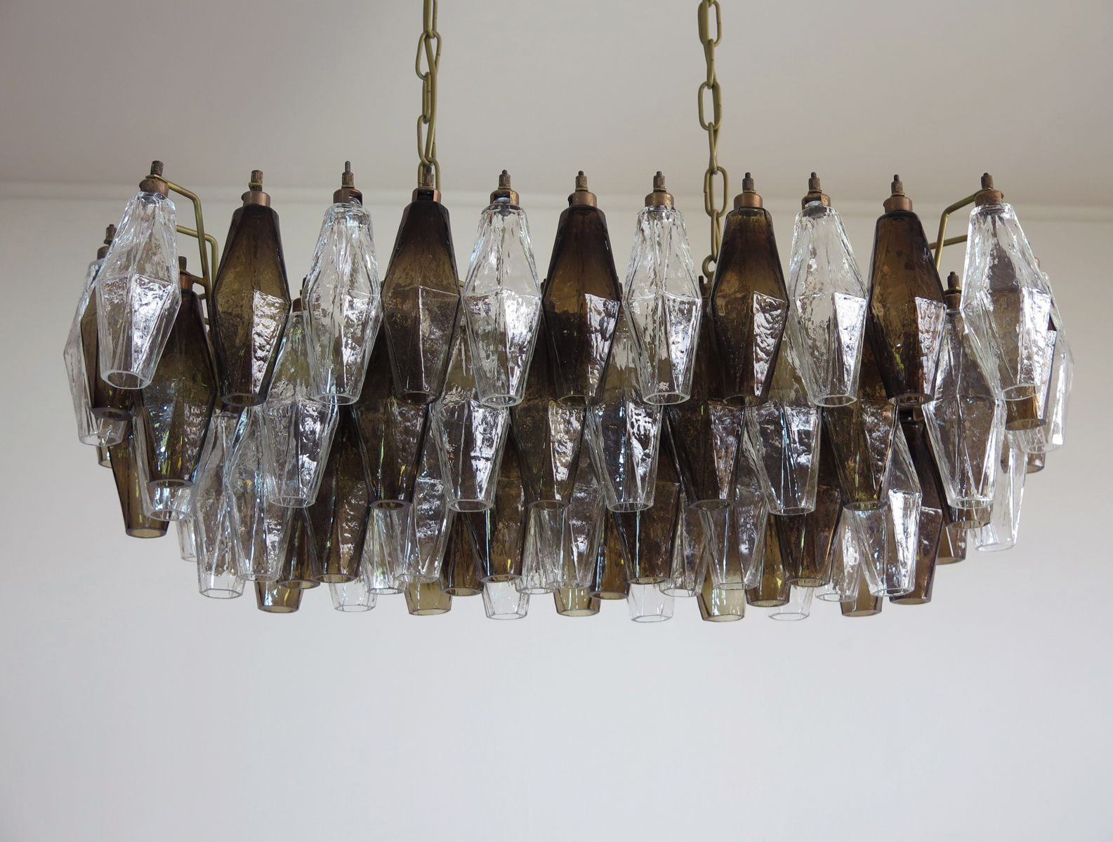 Elegant Murano Poliedri Chandelier   Carlo Scarpa   84 Glasses Trasparent And Smoked photo buy
