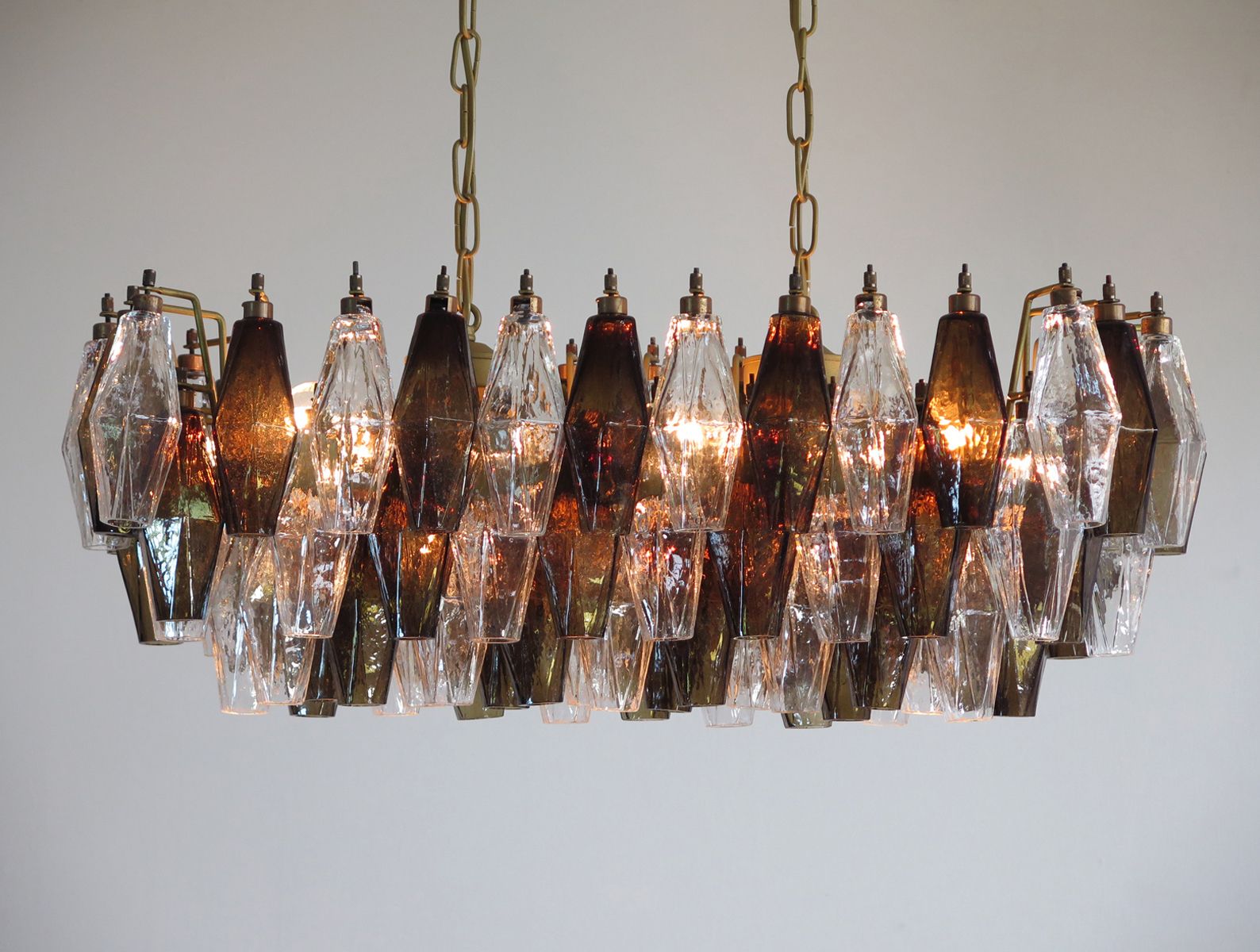 Lighting Elegant Murano Poliedri Chandelier   Carlo Scarpa   84 Glasses Trasparent And Smoked photo