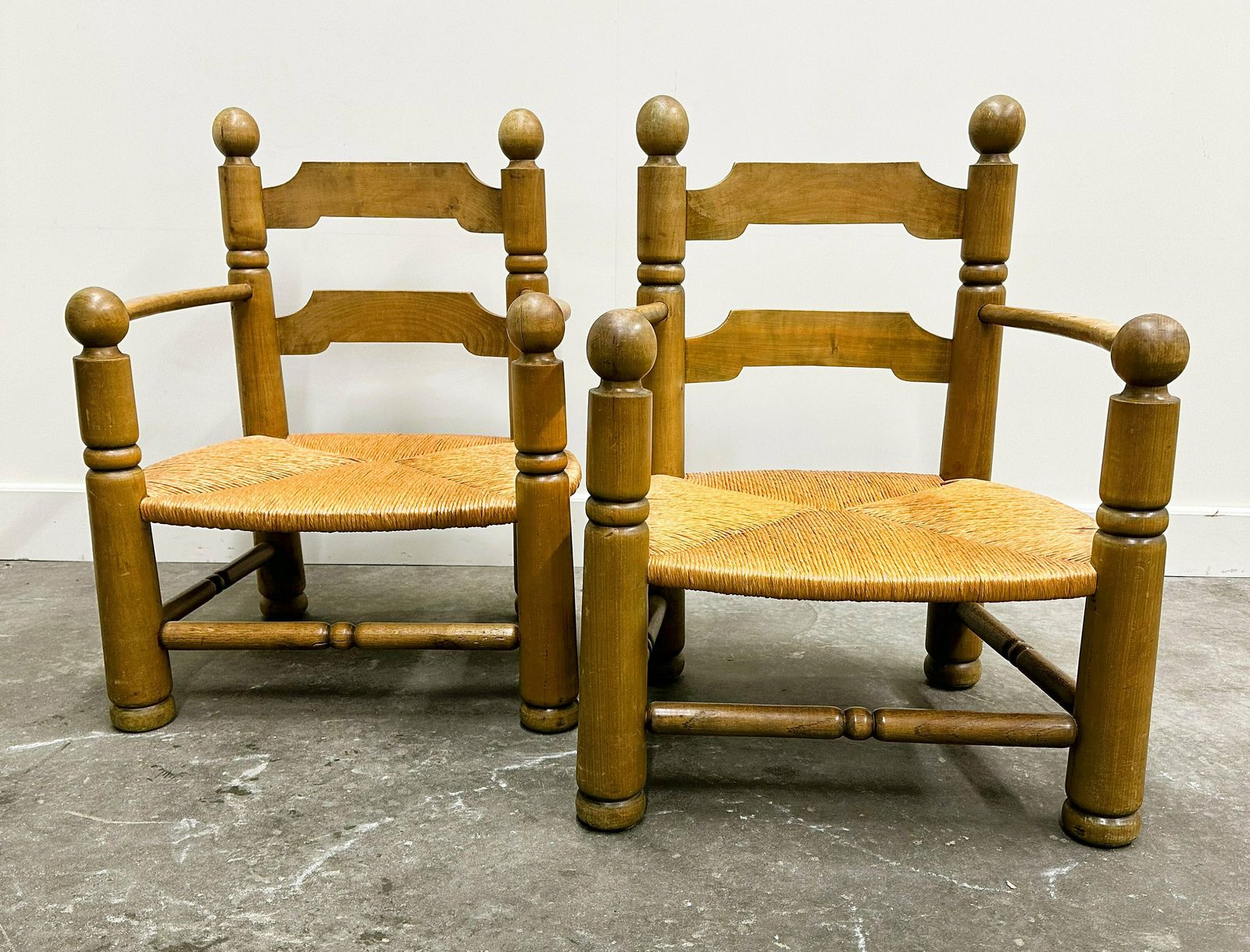 Pair Of Charles Dudouyt Low Rushed Easy Armchairs, 1940s, Set Of 2 photo vinterior