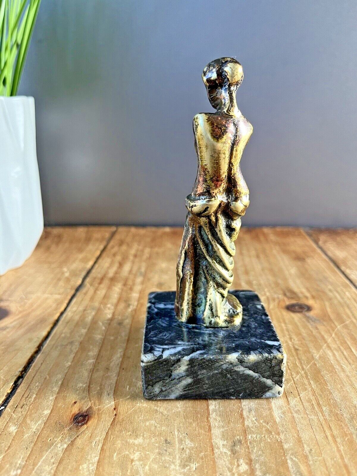 Vintage Greek Venus De Milo Brass Marble / Stone Base Desk Sculpture Paperweight photo Home Decor