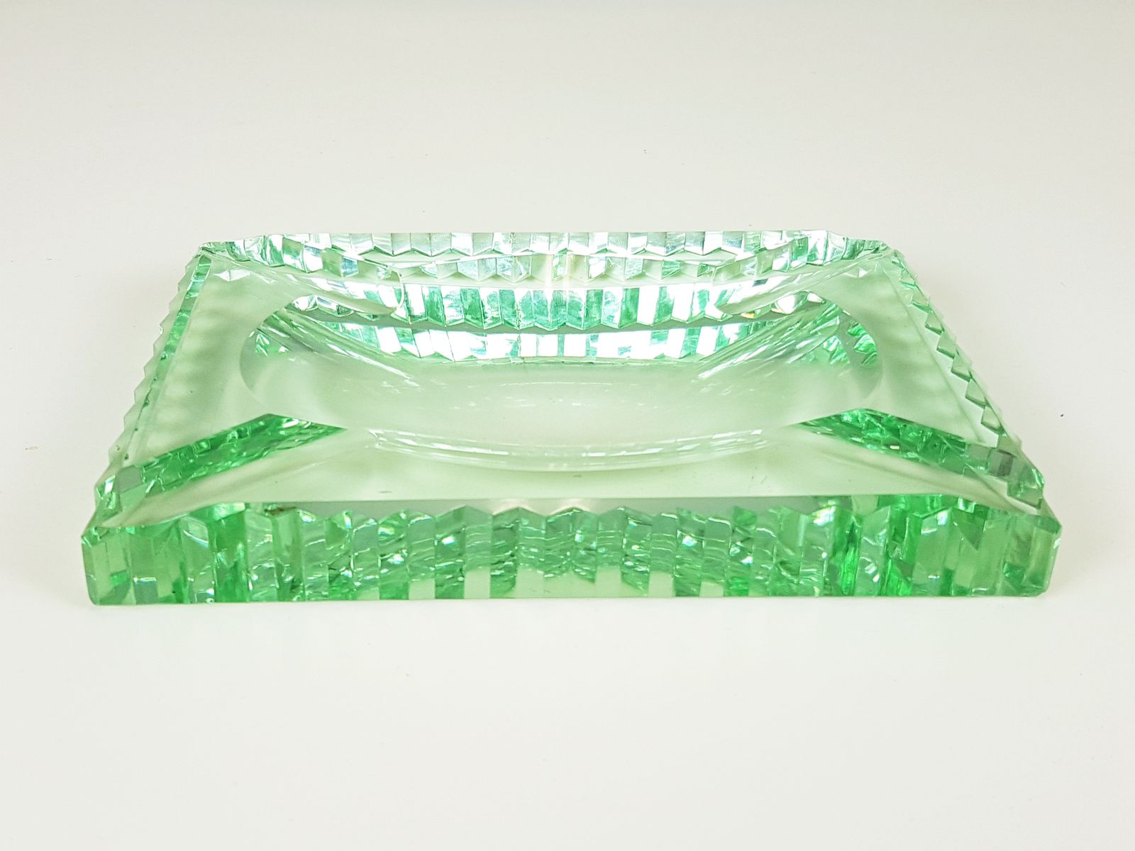 Cut Glass Zig Zag Ashtray In The Style Of Fontana Arte, 1950s photo for sale