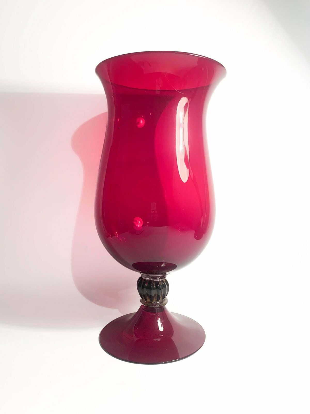 Hand Blown Bordeaux Murano Glass Cup Vase From The 1980s photo vinterior