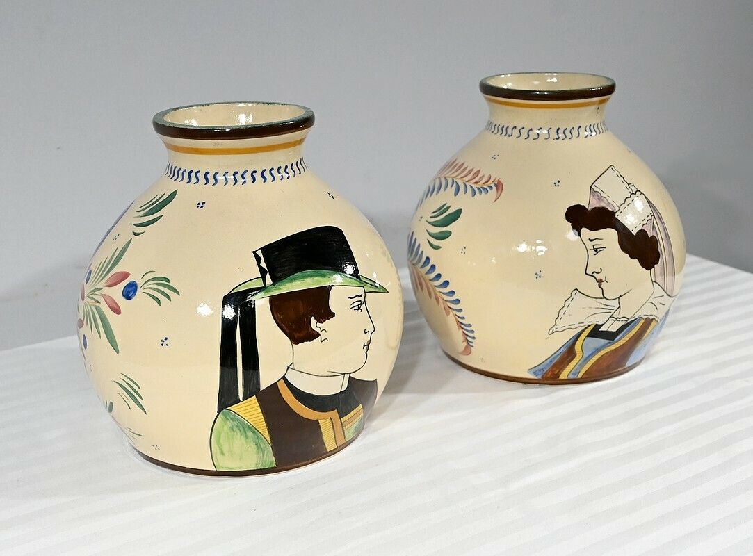 Pair Of Henriot Quimper Vases – Mid 20th Century photo furniture