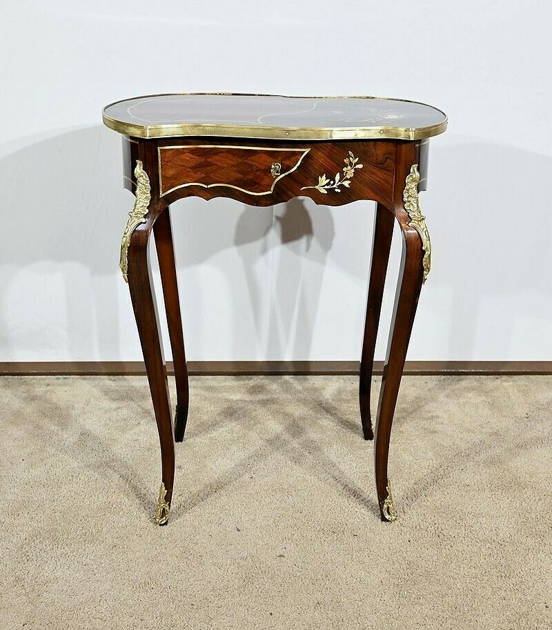 Small Marquetry Living Room Table, Louis XV Style, Napoleon III Period – Mid 19th Century photo for sale