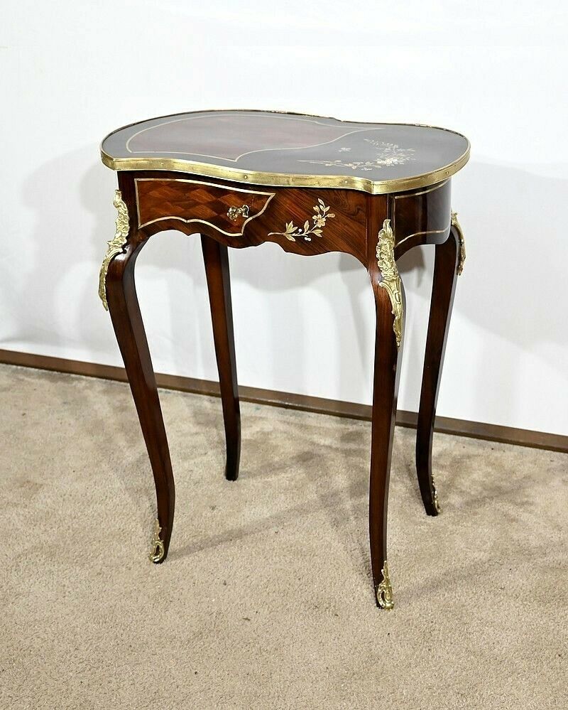 Small Marquetry Living Room Table, Louis XV Style, Napoleon III Period – Mid 19th Century photo Furniture