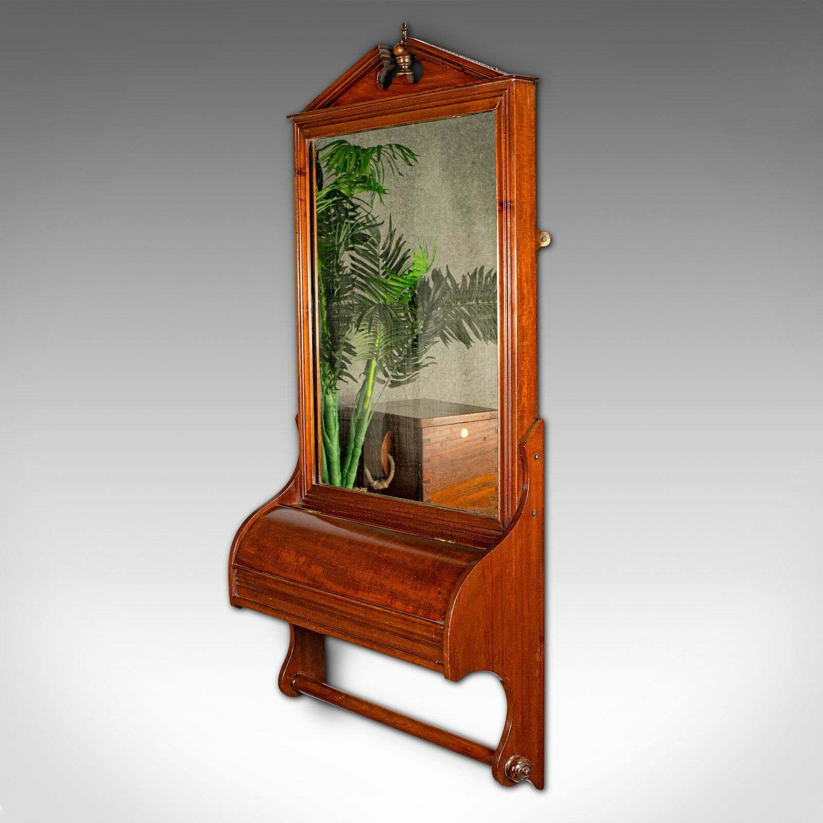 Antique Valet Mirror, Glove Box, English, Reception, Scarf Rail, Victorian, 1900 photo 895.0