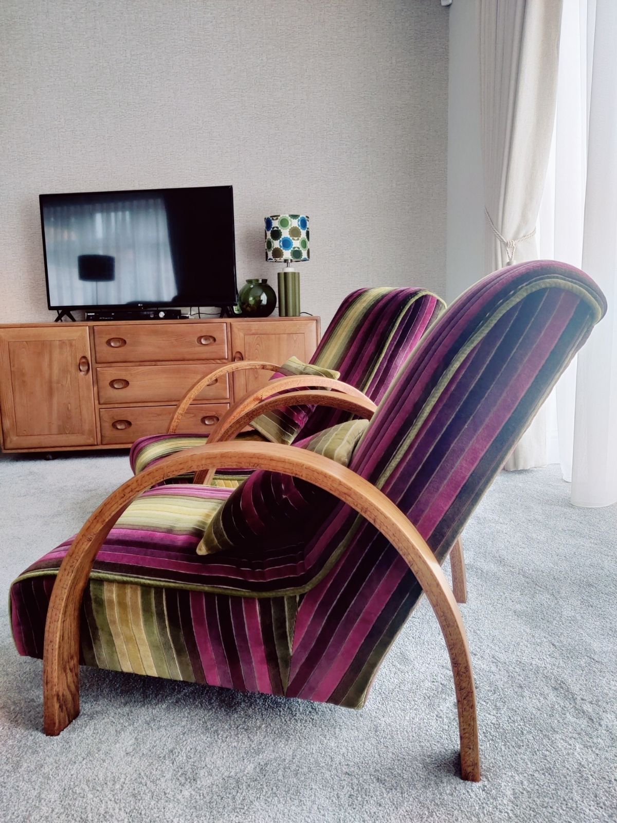 1930's Bentwood Armchairs Sanderson Vellute Strip Reconditioned photo furniture