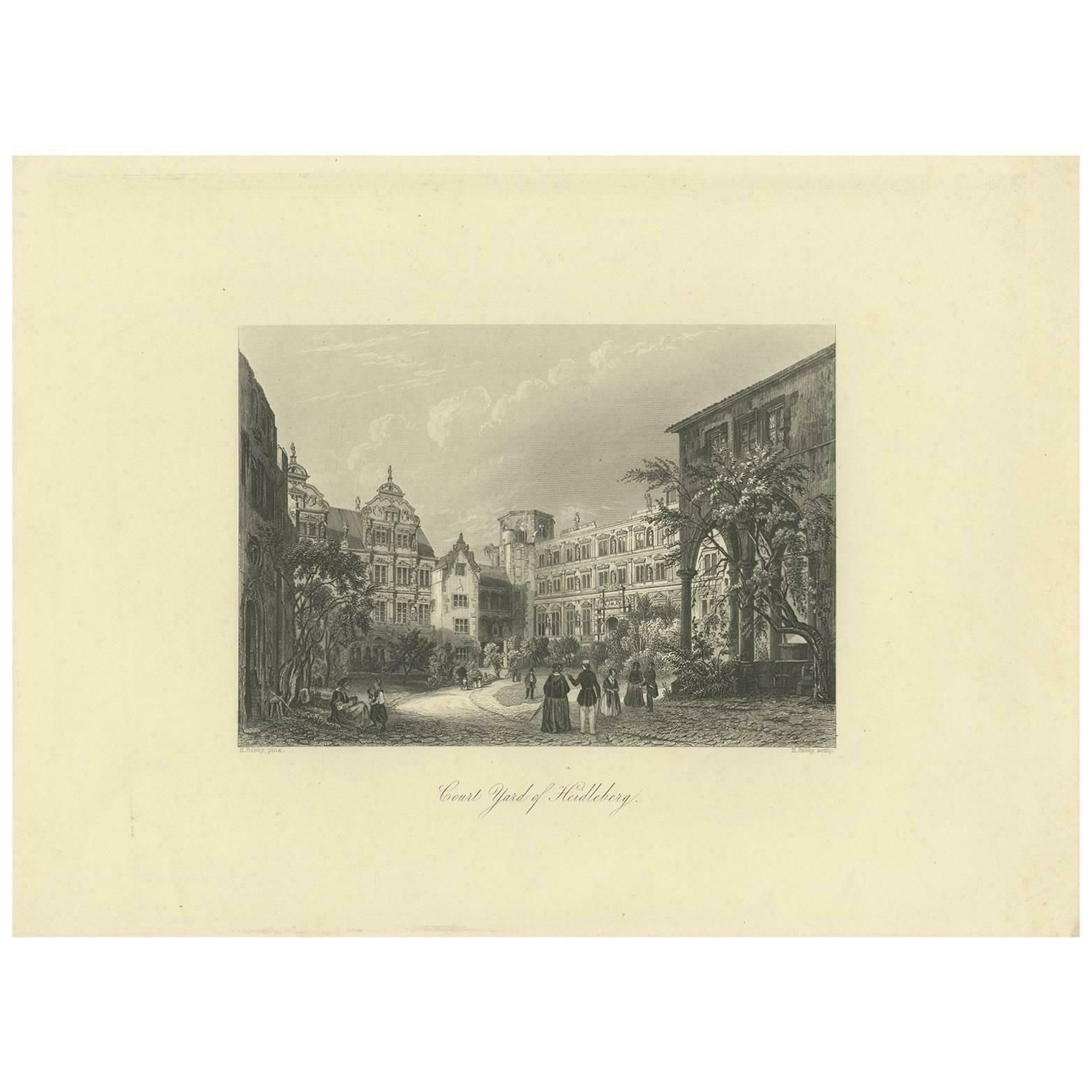 Antique Print Of Heidelberg 'Germany' By H. Bibby, Circa 1875
