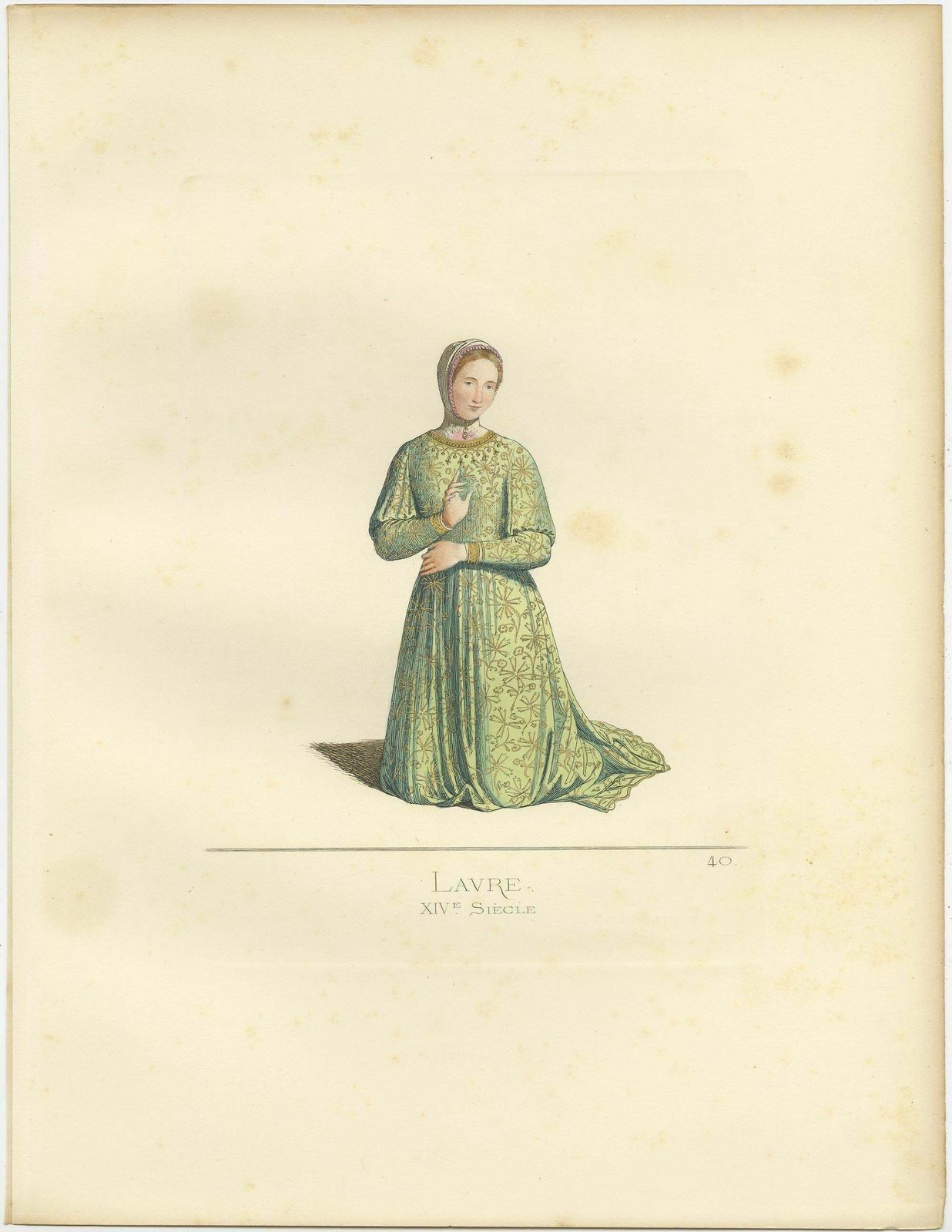 Antique Print Of Laura, 14th Century, By Bonnard, 1860 photo furniture