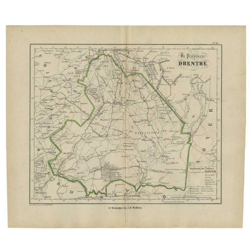 Antique Map Of Drenthe, The Netherlands, 1864