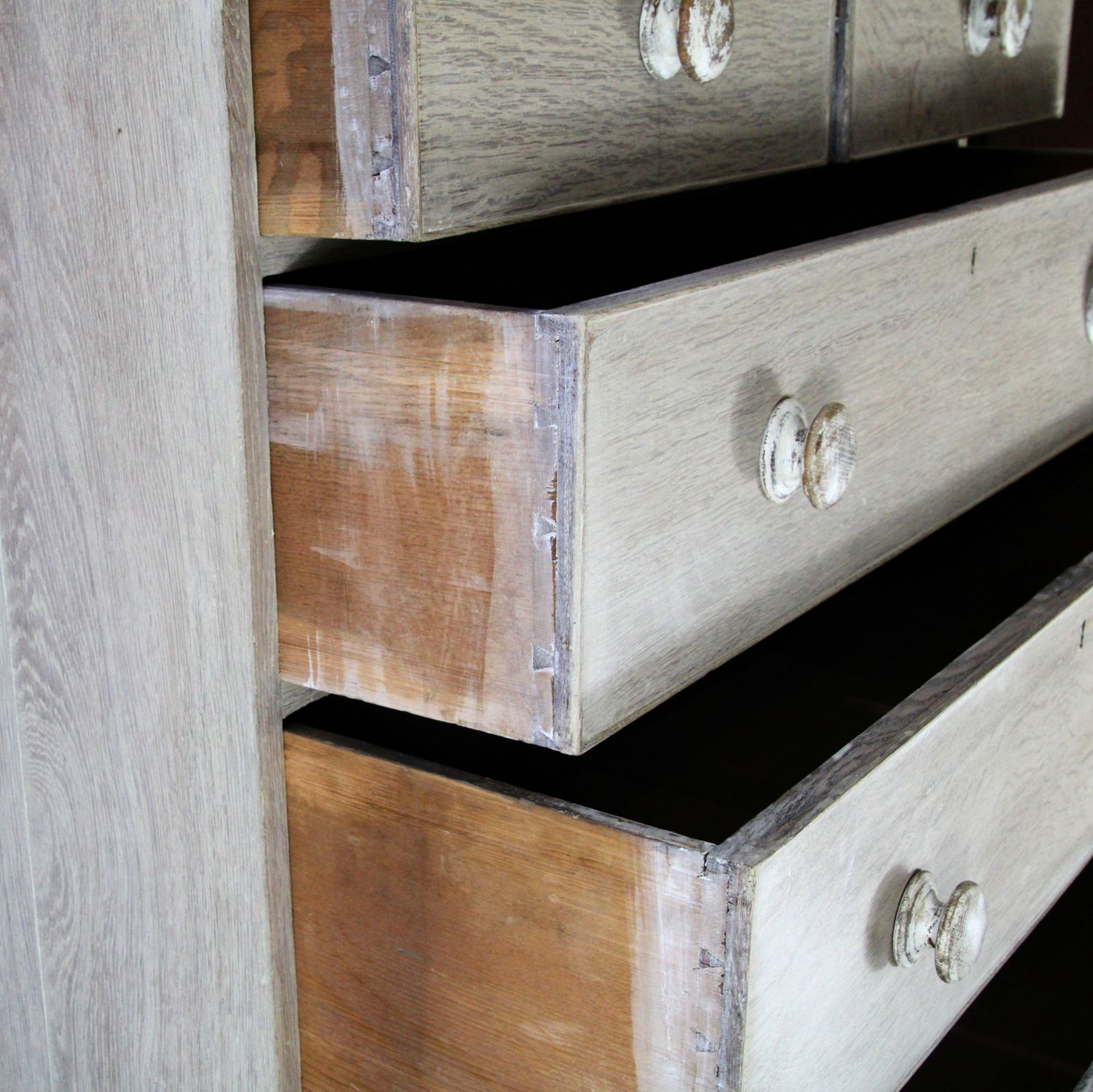 Antique Lime Washed Oak Chest Of Drawers photo Furniture
