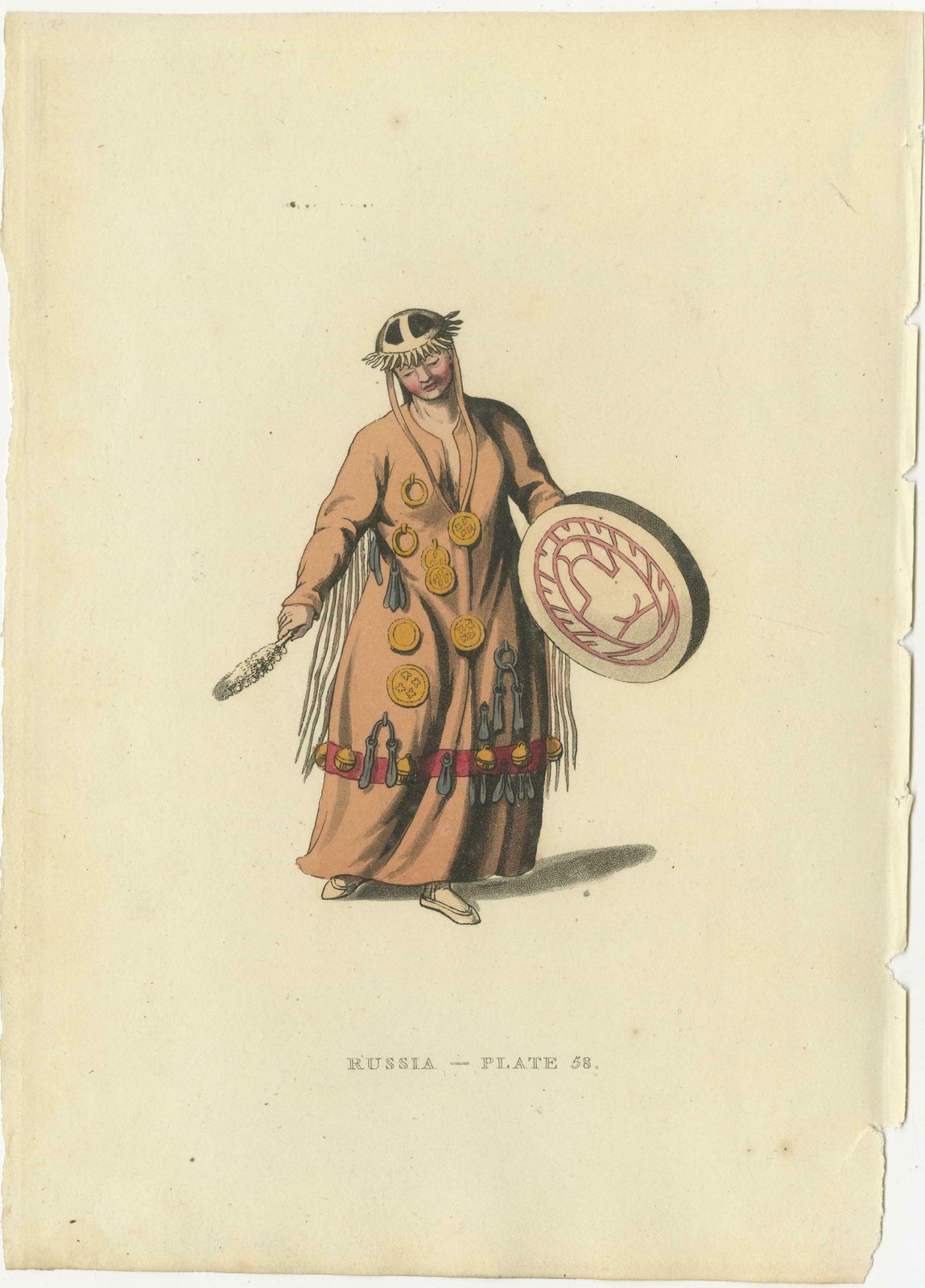 Traditional Mongolian Attire In Alexander's Russian Ethnographic Engraving, 1814 photo Art