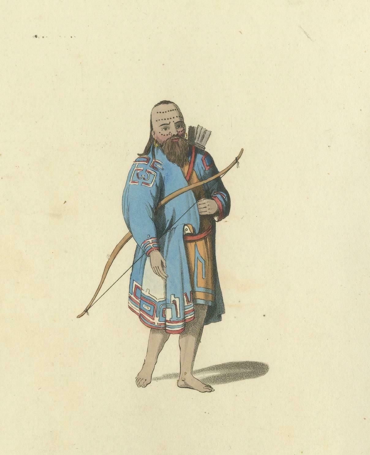 Hand Colored Engraving Of Aleutian And Kurilian Traditional Attire, 1814 photo 262.0