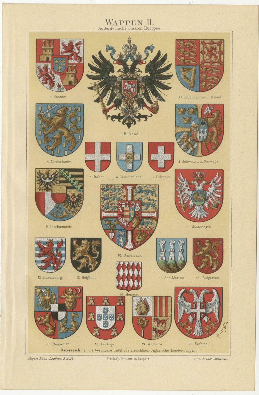 Set Of 4 Antique Print Of Coats Of Arms Of German States, America And Others photo for sale
