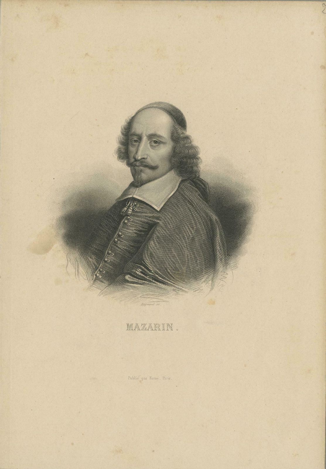 Antique Portrait Of Cardinal Jules Mazarin, C.1830 photo Art