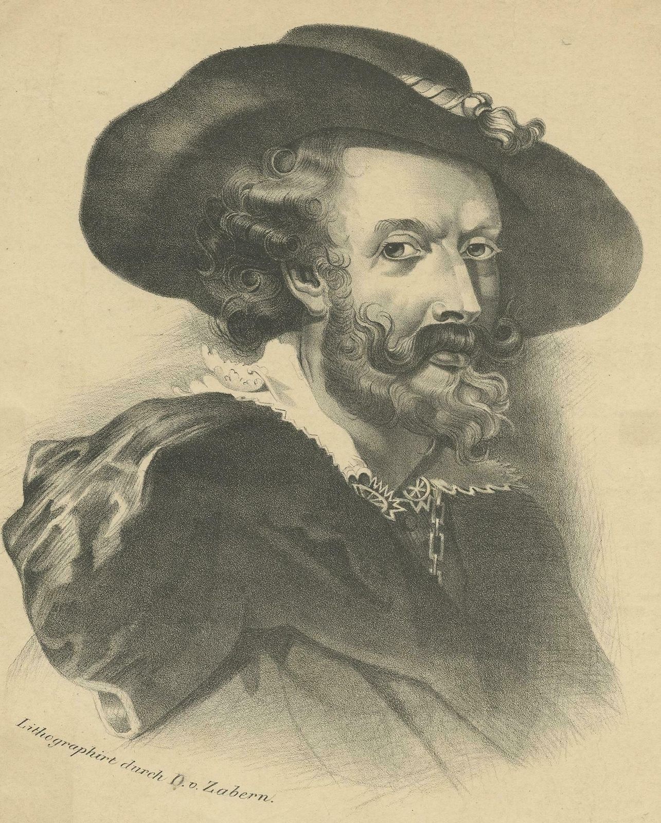 Antique Portrait Of Peter Paul Rubens By Zabern, Circa 1840 photo furniture