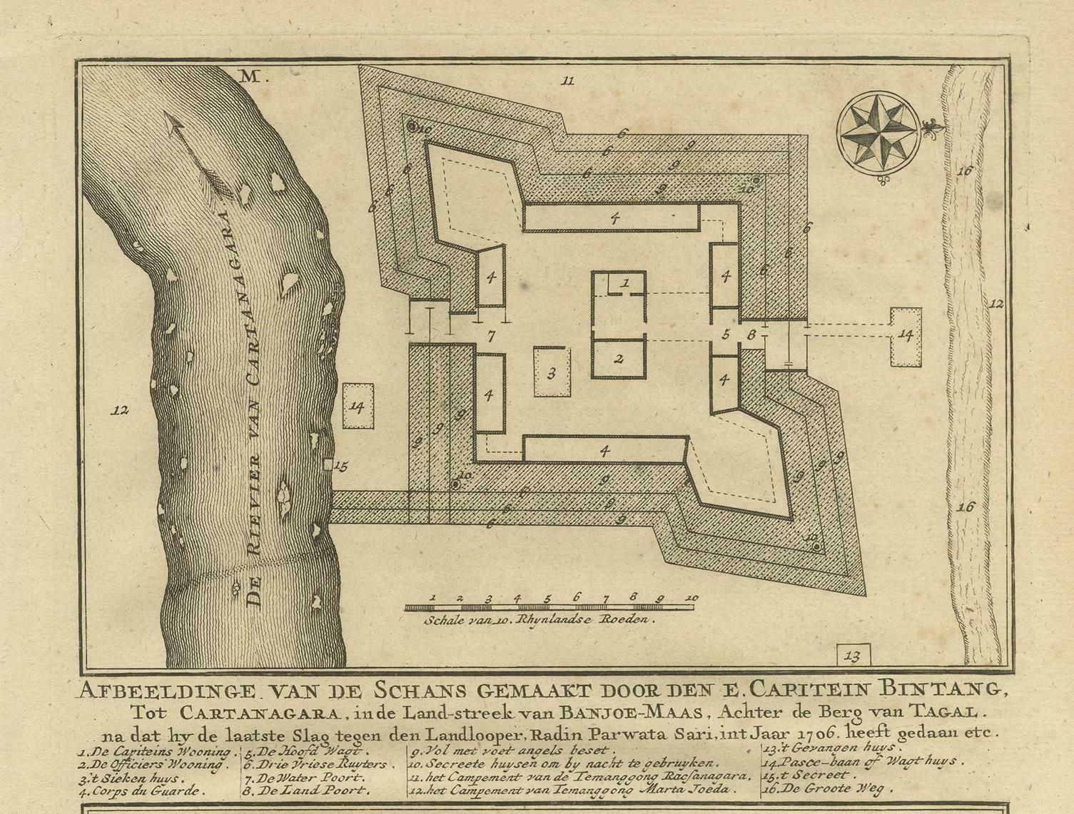 Antique Print Of Fortresses In The Banyumas Region By Valentijn, 1726 photo for sale