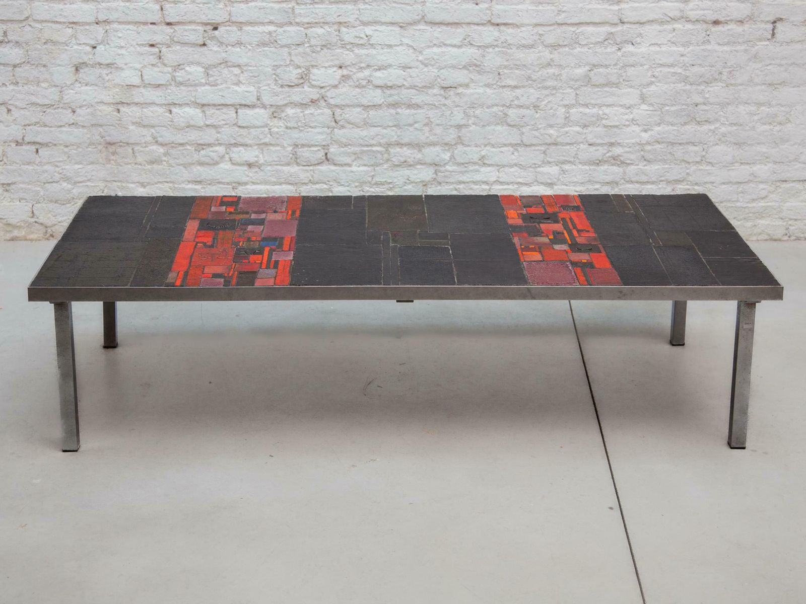 Pia Manu For Amphora Large Coffee Table, Black And Red Glazed Tiles photo buy