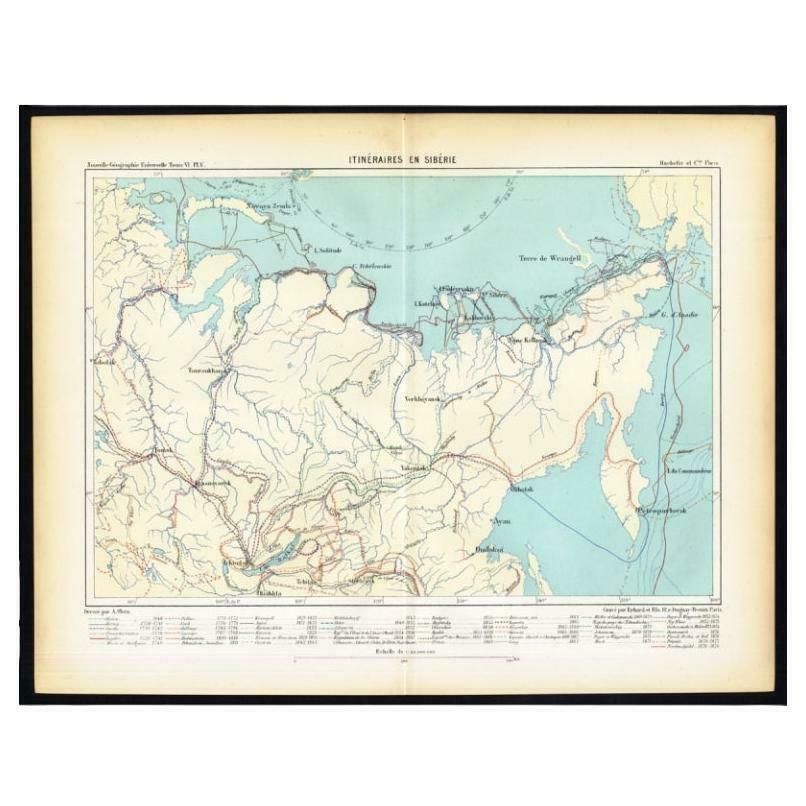 Antique Map Of Siberia By Reclus, 1881
