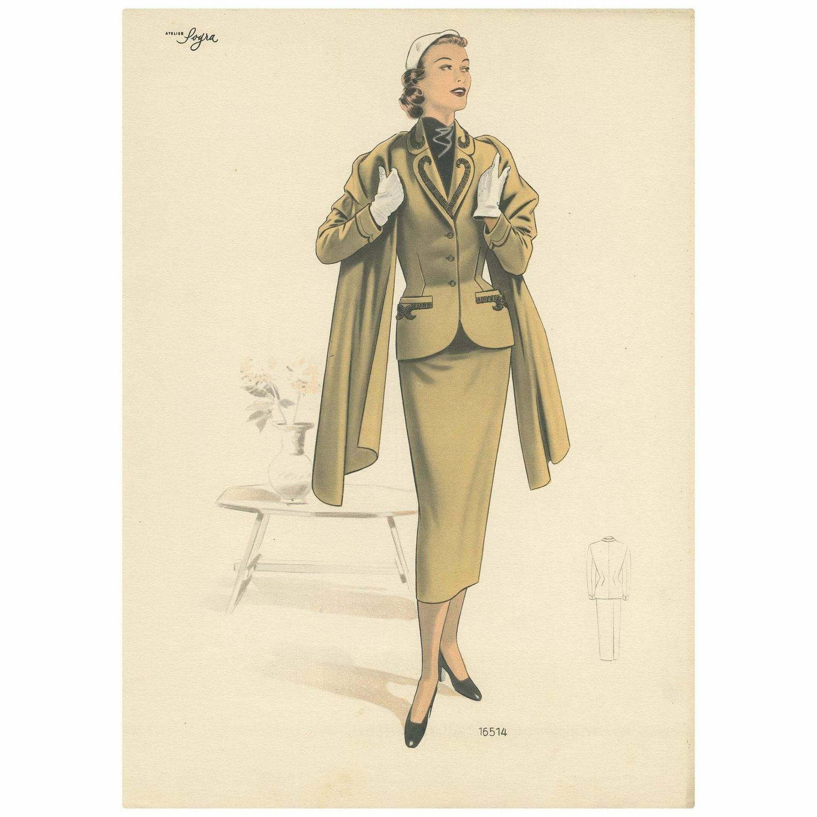 Vintage Fashion Print 'Pl. 16514' Published In Le Tailleur Moderne, 1954